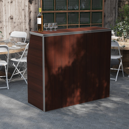 Amara 4' Walnut Woodgrain Laminate Foldable Bar - Portable Event Bar Walnut Woodgrain XA-BAR-48-WLT-GG