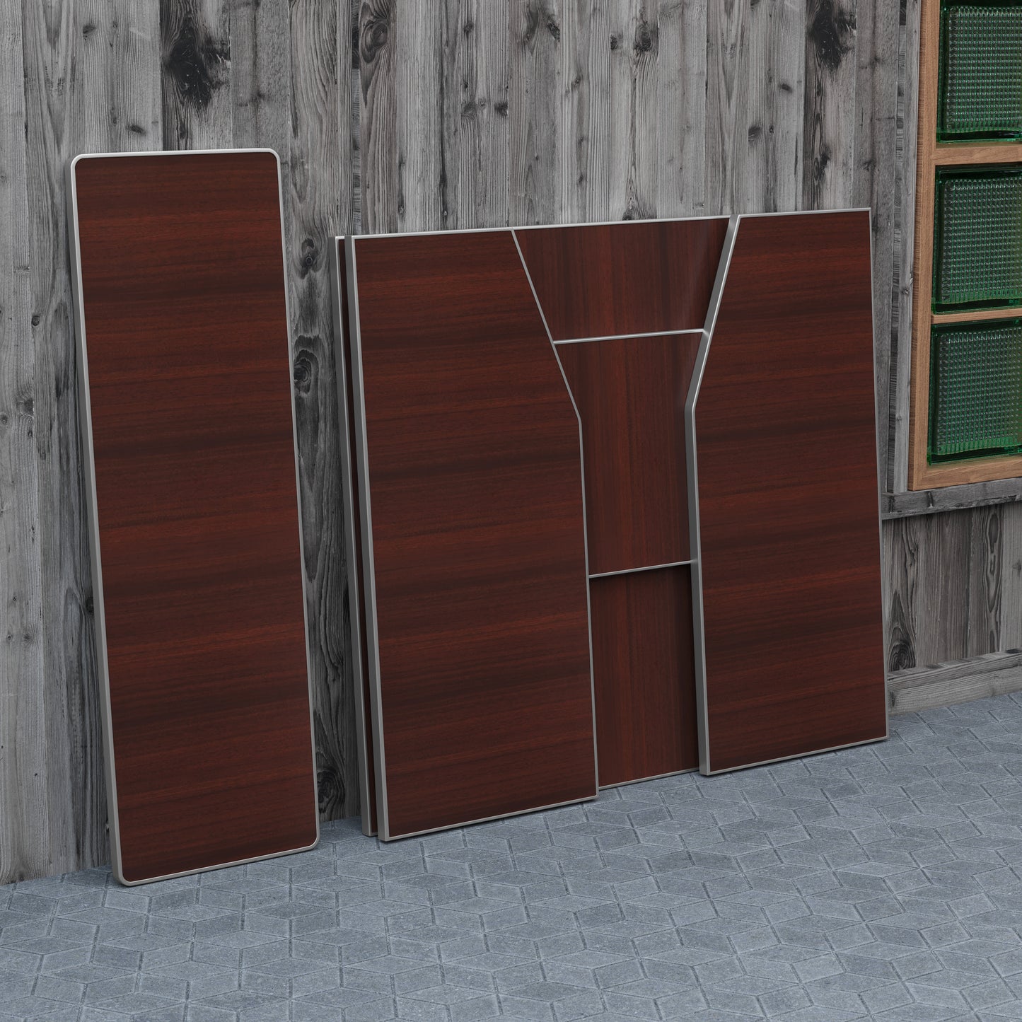 Amara 4' Walnut Woodgrain Laminate Foldable Bar - Portable Event Bar Walnut Woodgrain