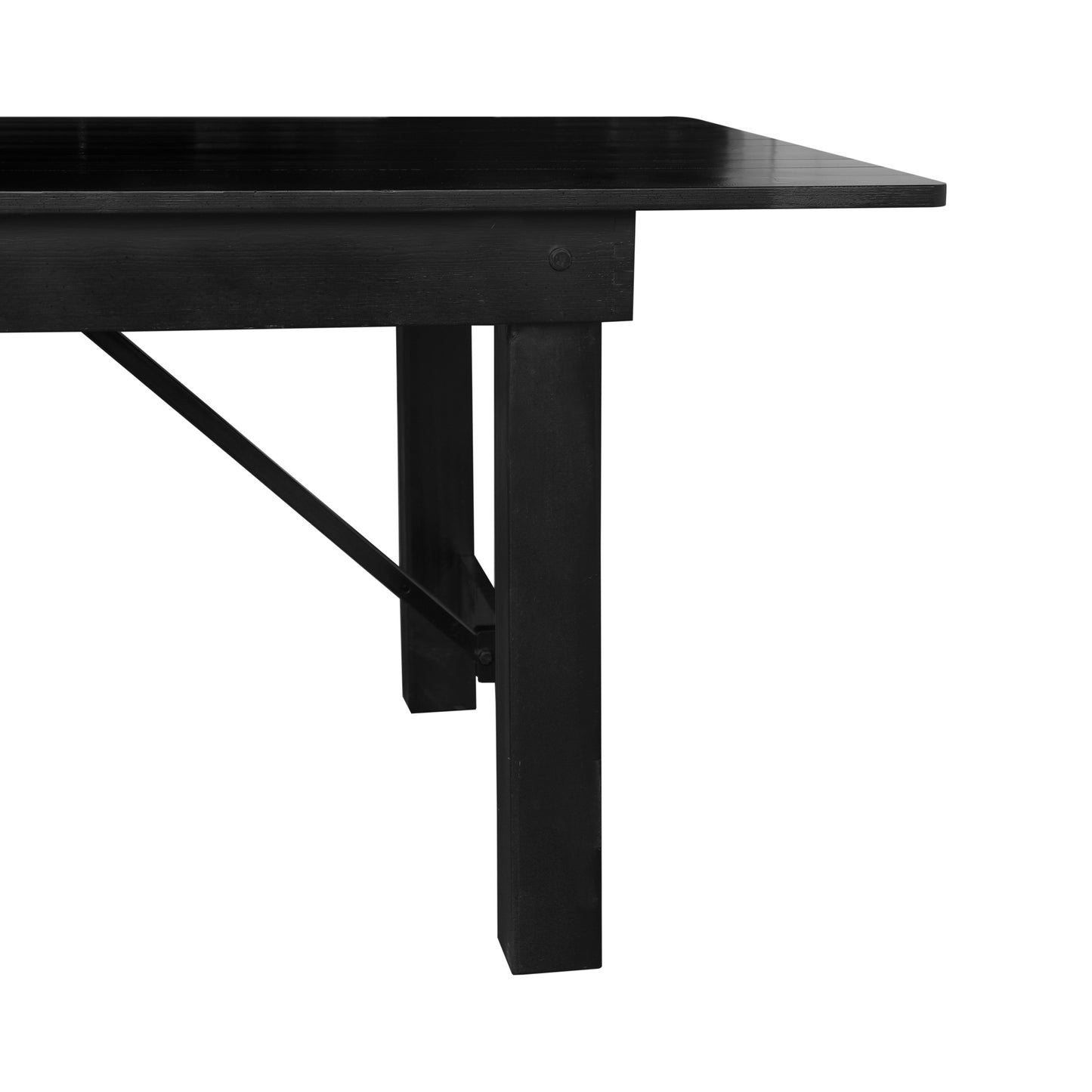 HERCULES 9' x 40" Rectangular Black Wash Commercial Farmhouse Folding Table, Antique Rustic Solid Pine Dining Room Table with Foldable Locking Legs Black Wash
