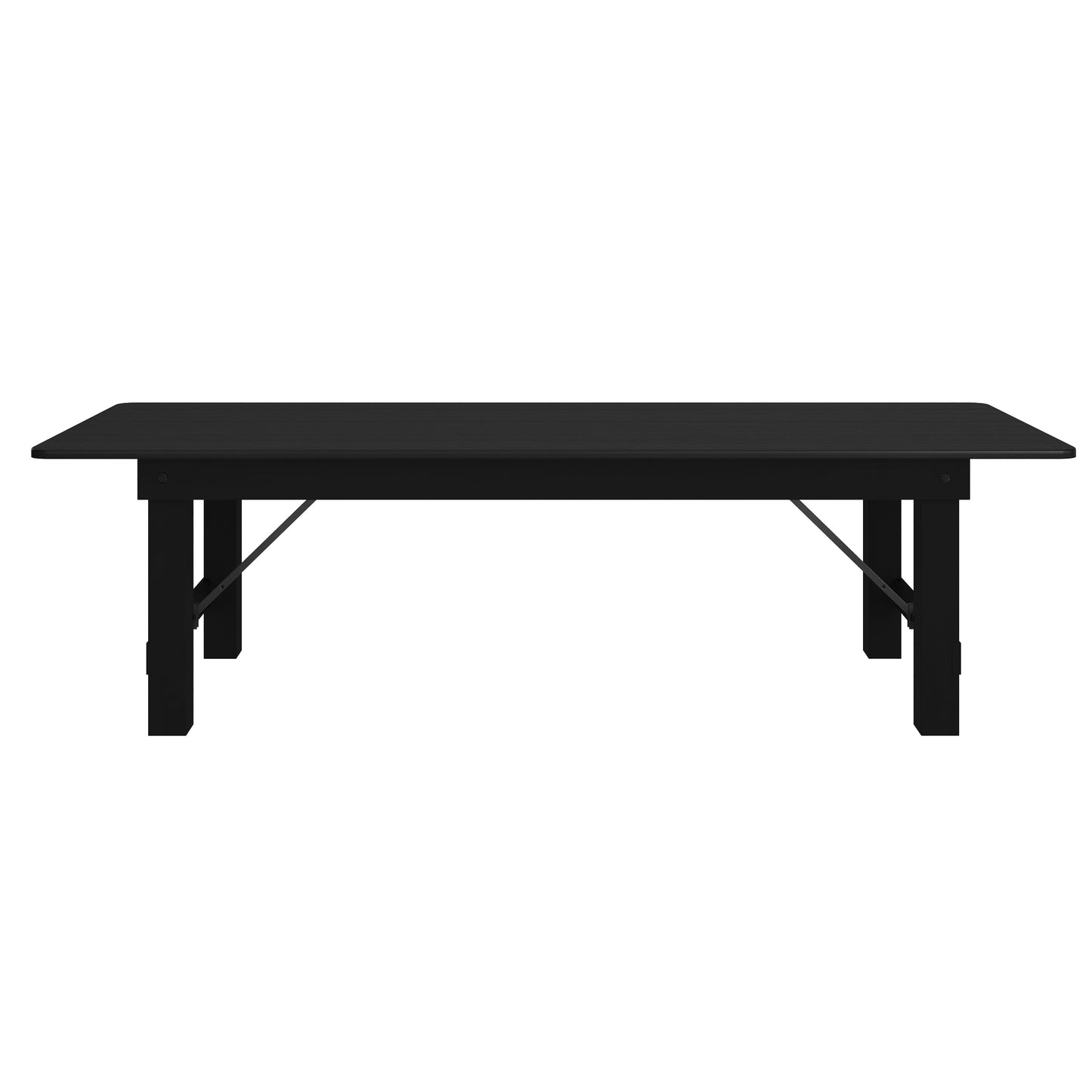 HERCULES 9' x 40" Rectangular Black Wash Commercial Farmhouse Folding Table, Antique Rustic Solid Pine Dining Room Table with Foldable Locking Legs Black Wash