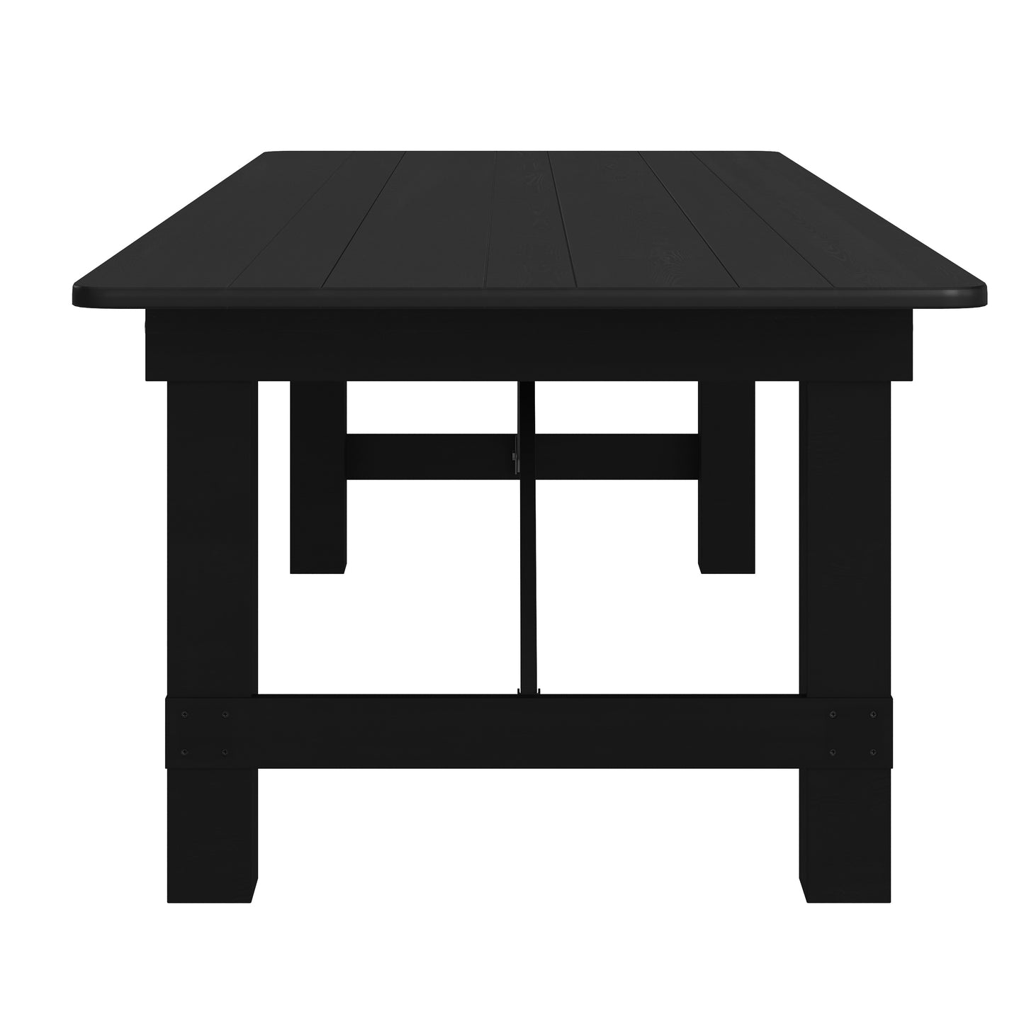 HERCULES 9' x 40" Rectangular Black Wash Commercial Farmhouse Folding Table, Antique Rustic Solid Pine Dining Room Table with Foldable Locking Legs Black Wash