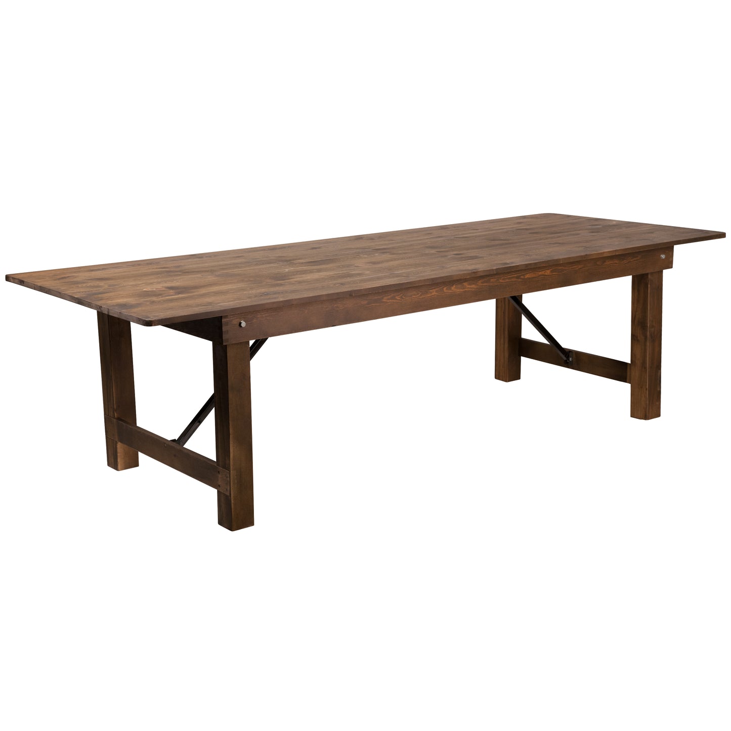 HERCULES Series 9' x 40" Rectangular Antique Rustic Solid Pine Folding Farm Table Antique Rustic