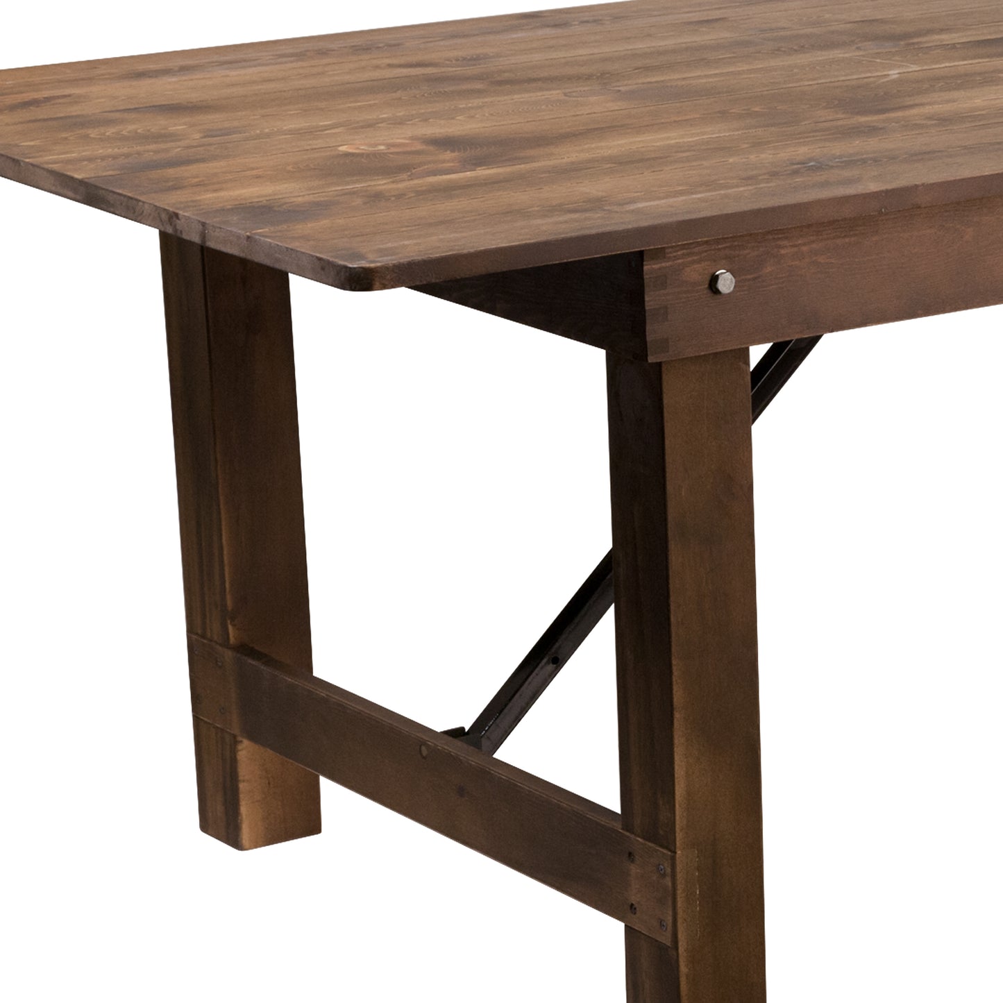 HERCULES Series 9' x 40" Rectangular Antique Rustic Solid Pine Folding Farm Table Antique Rustic