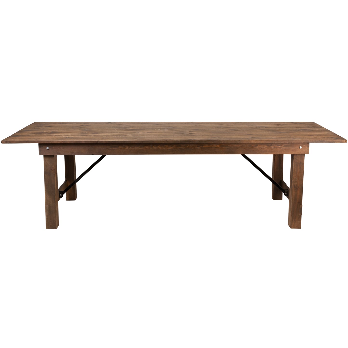 HERCULES Series 9' x 40" Rectangular Antique Rustic Solid Pine Folding Farm Table Antique Rustic