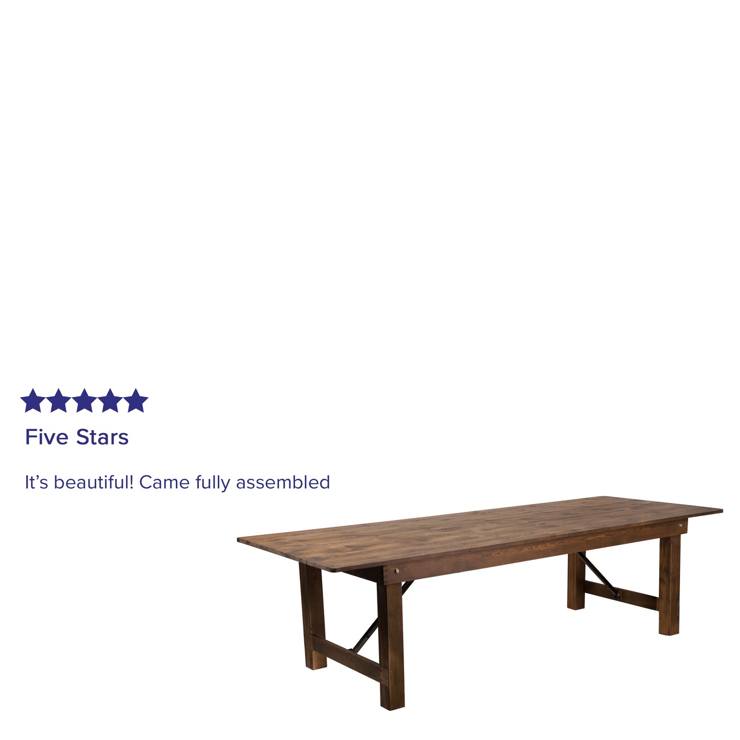 HERCULES Series 9' x 40" Rectangular Antique Rustic Solid Pine Folding Farm Table Antique Rustic