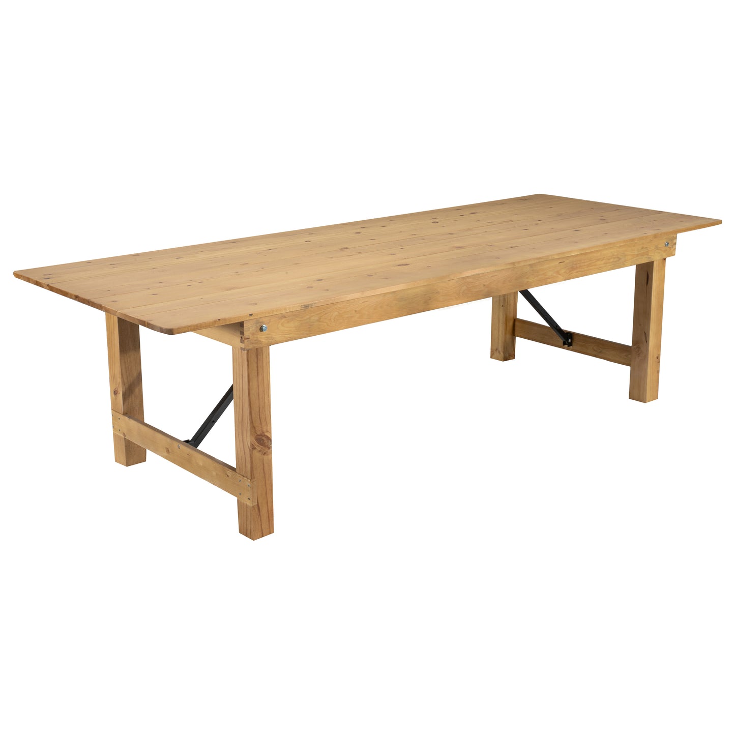 HERCULES 9' x 40" Rectangular Antique Rustic Light Natural Solid Pine Folding Farm Table Light Natural