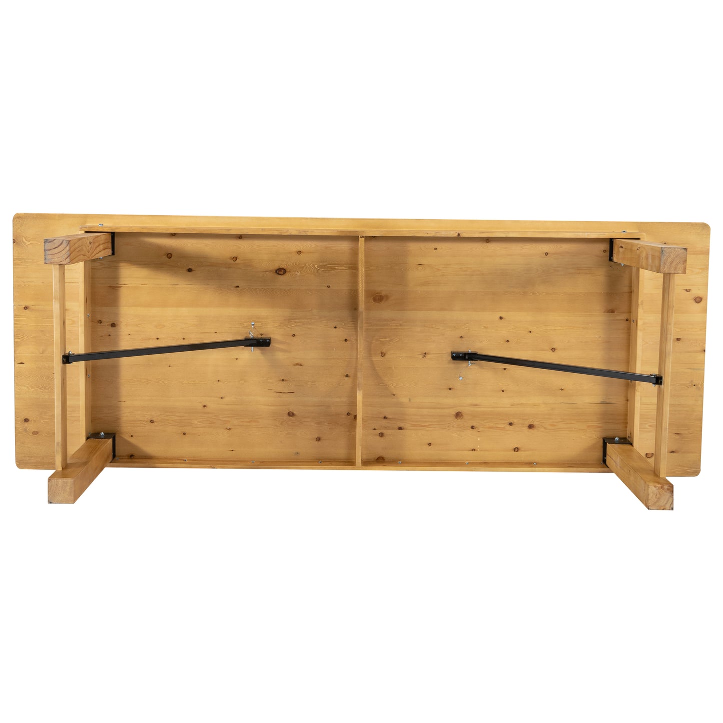 HERCULES 9' x 40" Rectangular Antique Rustic Light Natural Solid Pine Folding Farm Table Light Natural