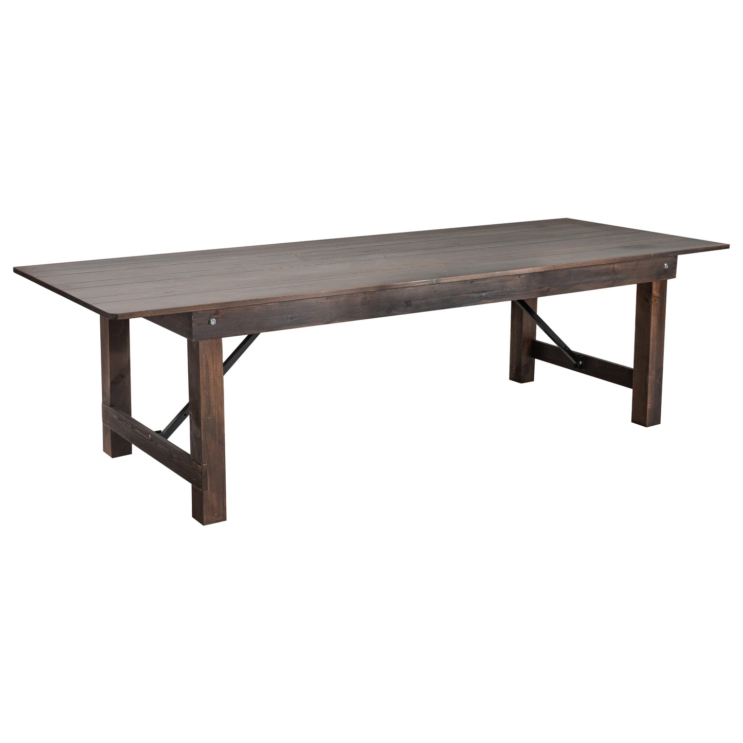 HERCULES 9' x 40" Rectangular Antique Rustic Mahogany Solid Pine Folding Farm Table Mahogany