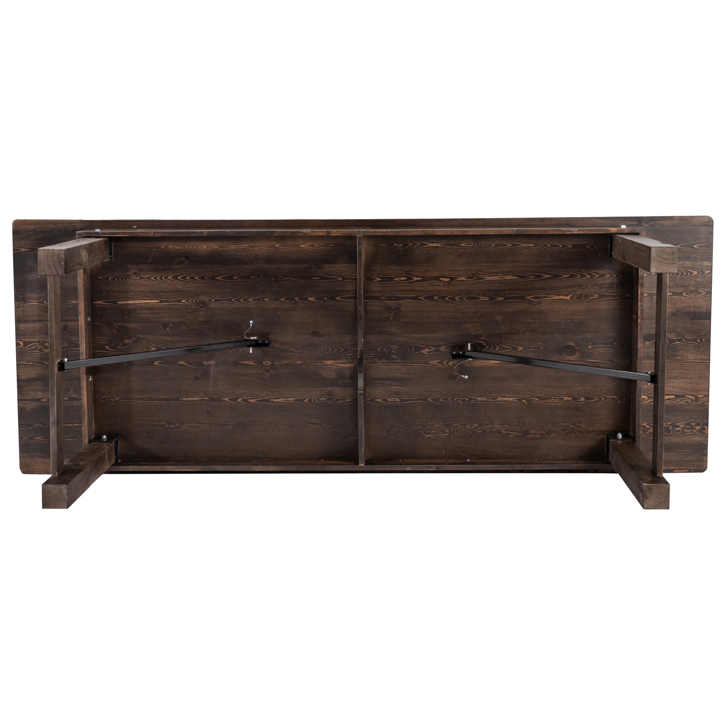 HERCULES 9' x 40" Rectangular Antique Rustic Mahogany Solid Pine Folding Farm Table Mahogany