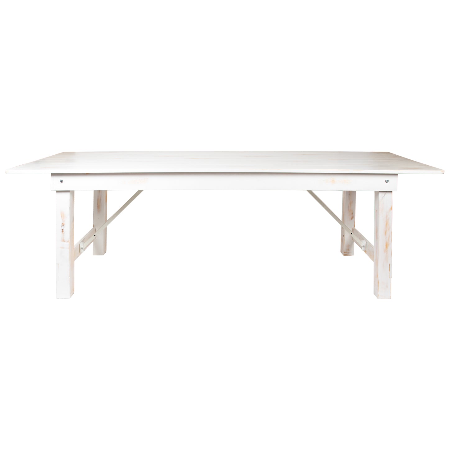 HERCULES Series 9' x 40" Rectangular Antique Rustic White Solid Pine Folding Farm Table Antique Rustic White