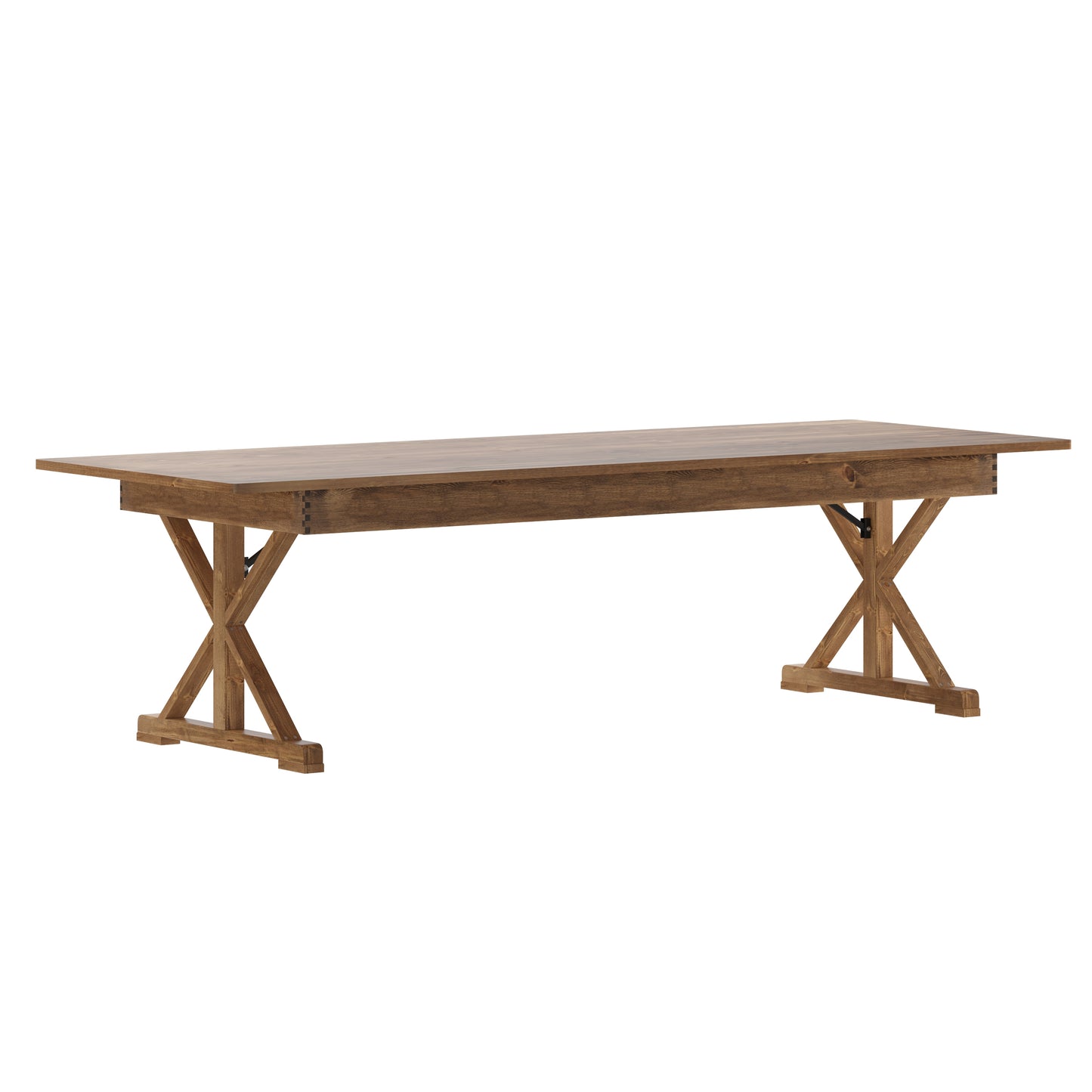 HERCULES 9' x 40" Rectangular Antique Rustic Solid Pine Folding Farm Table with X Legs Antique Rustic