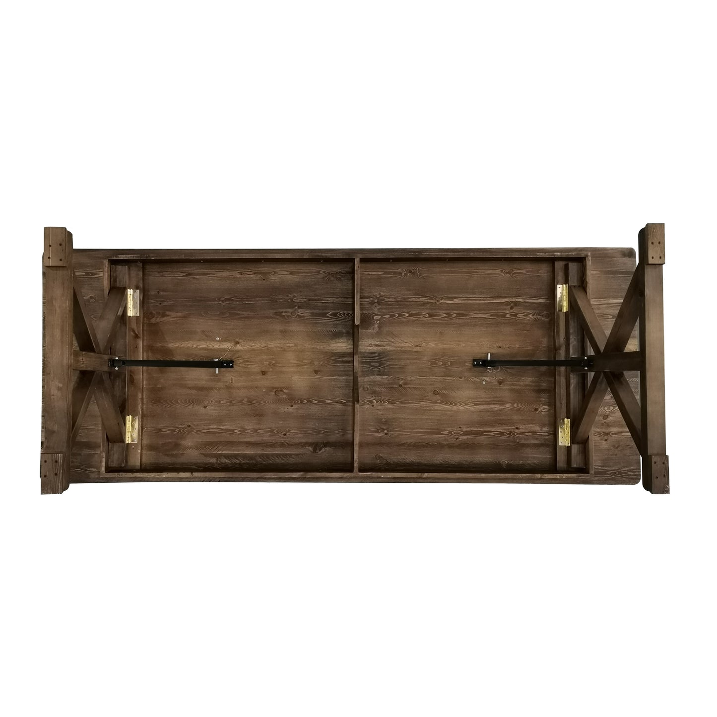 HERCULES 9' x 40" Rectangular Antique Rustic Solid Pine Folding Farm Table with X Legs Antique Rustic