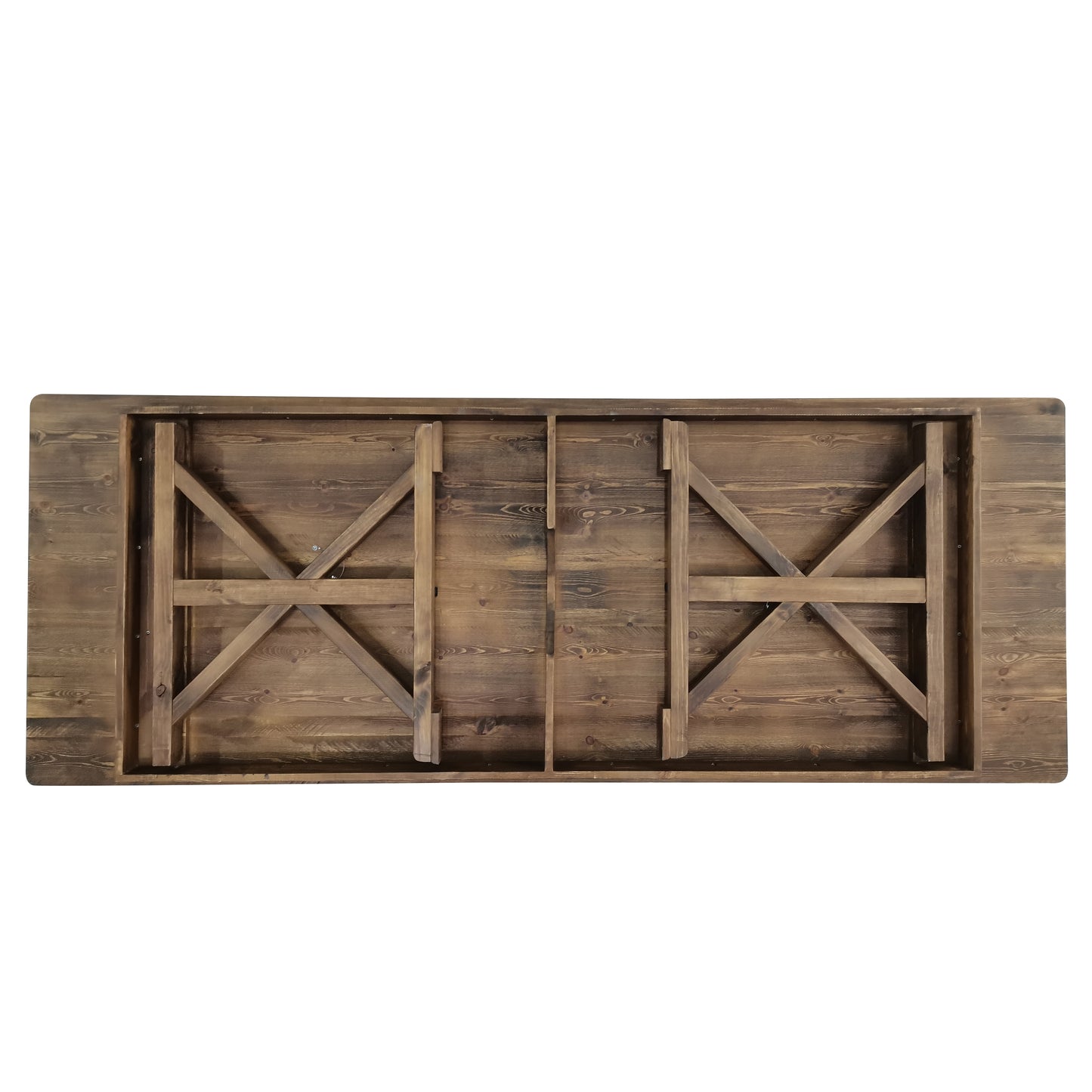 HERCULES 9' x 40" Rectangular Antique Rustic Solid Pine Folding Farm Table with X Legs Antique Rustic