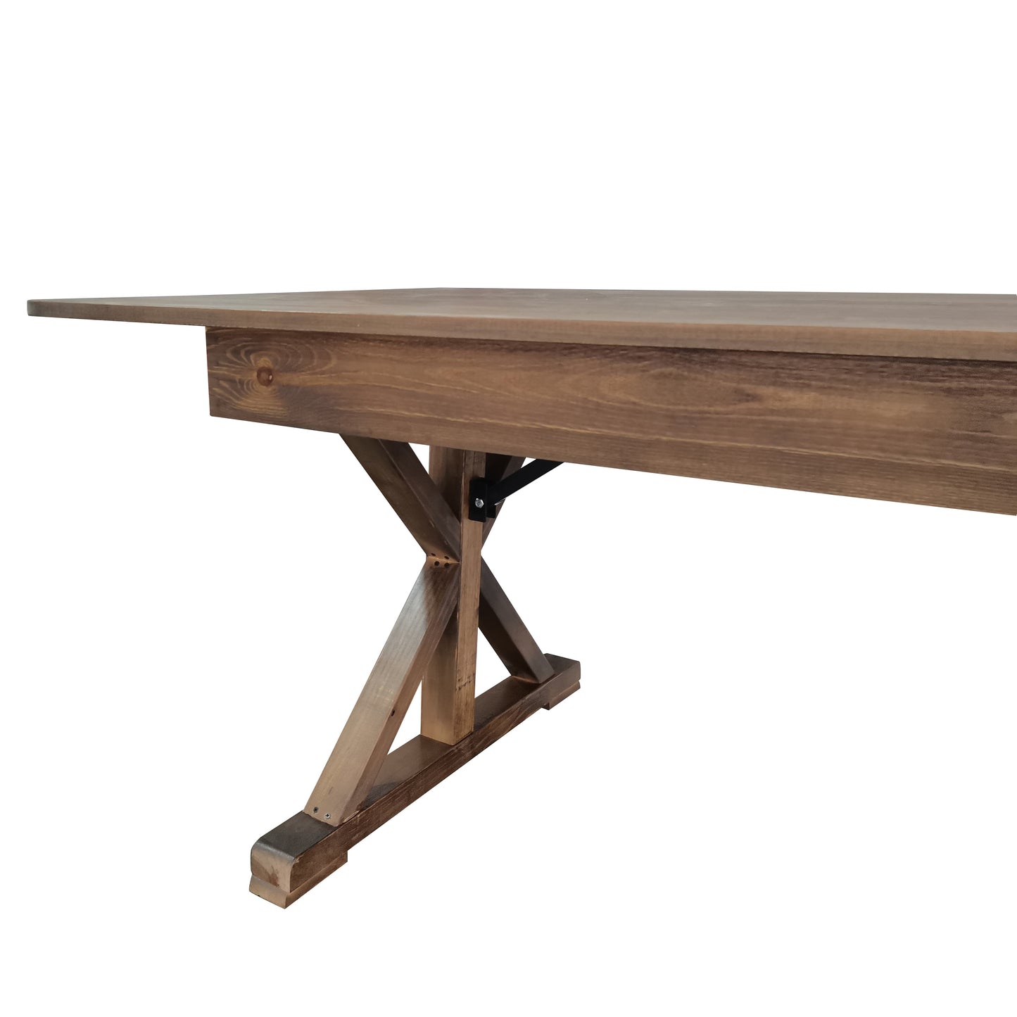 HERCULES 9' x 40" Rectangular Antique Rustic Solid Pine Folding Farm Table with X Legs Antique Rustic
