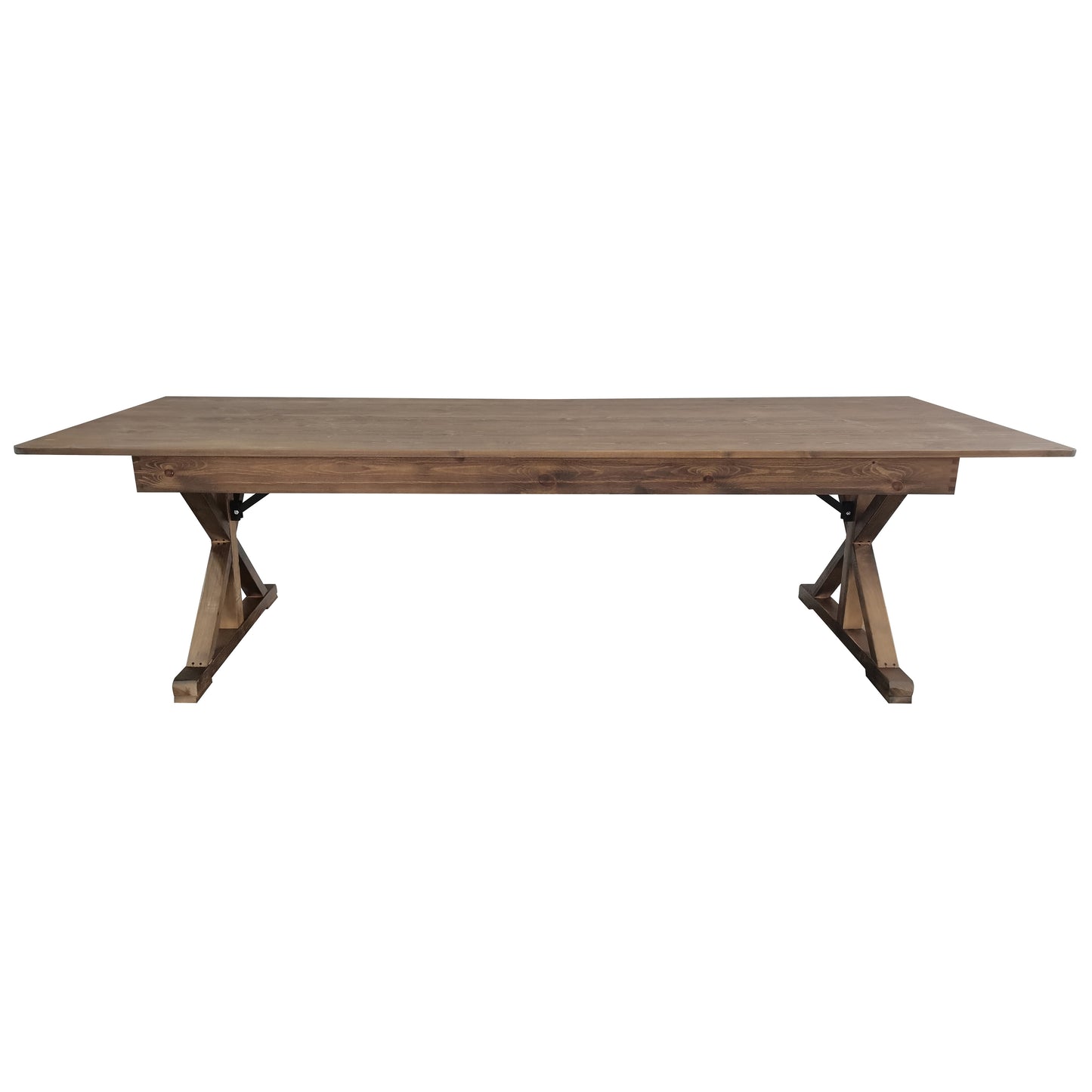 HERCULES 9' x 40" Rectangular Antique Rustic Solid Pine Folding Farm Table with X Legs Antique Rustic
