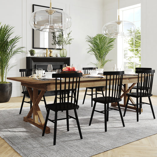 HERCULES 9' x 40" Rectangular Antique Rustic Solid Pine Folding Farm Table with X Legs Antique Rustic