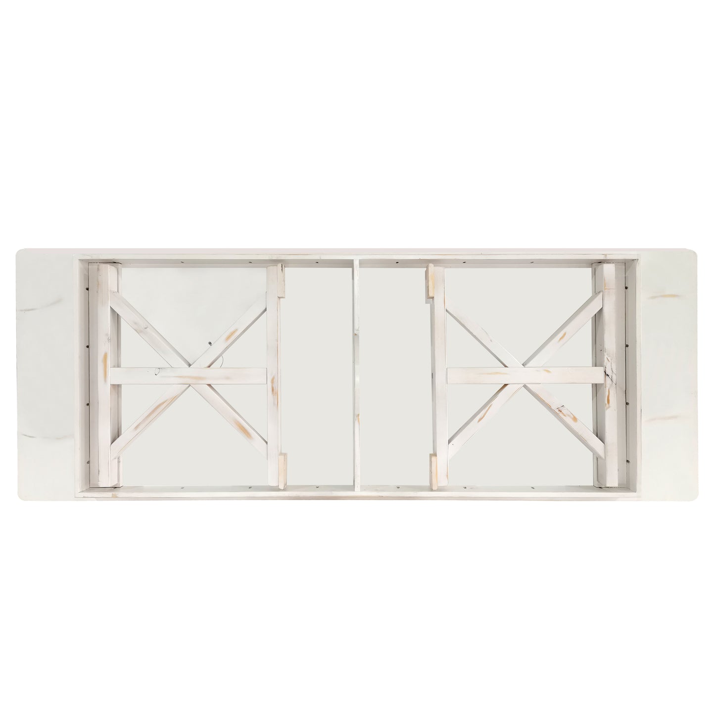 HERCULES 9' x 40" Rectangular Antique Rustic White Solid Pine Folding Farm Table with X Legs Antique Rustic White