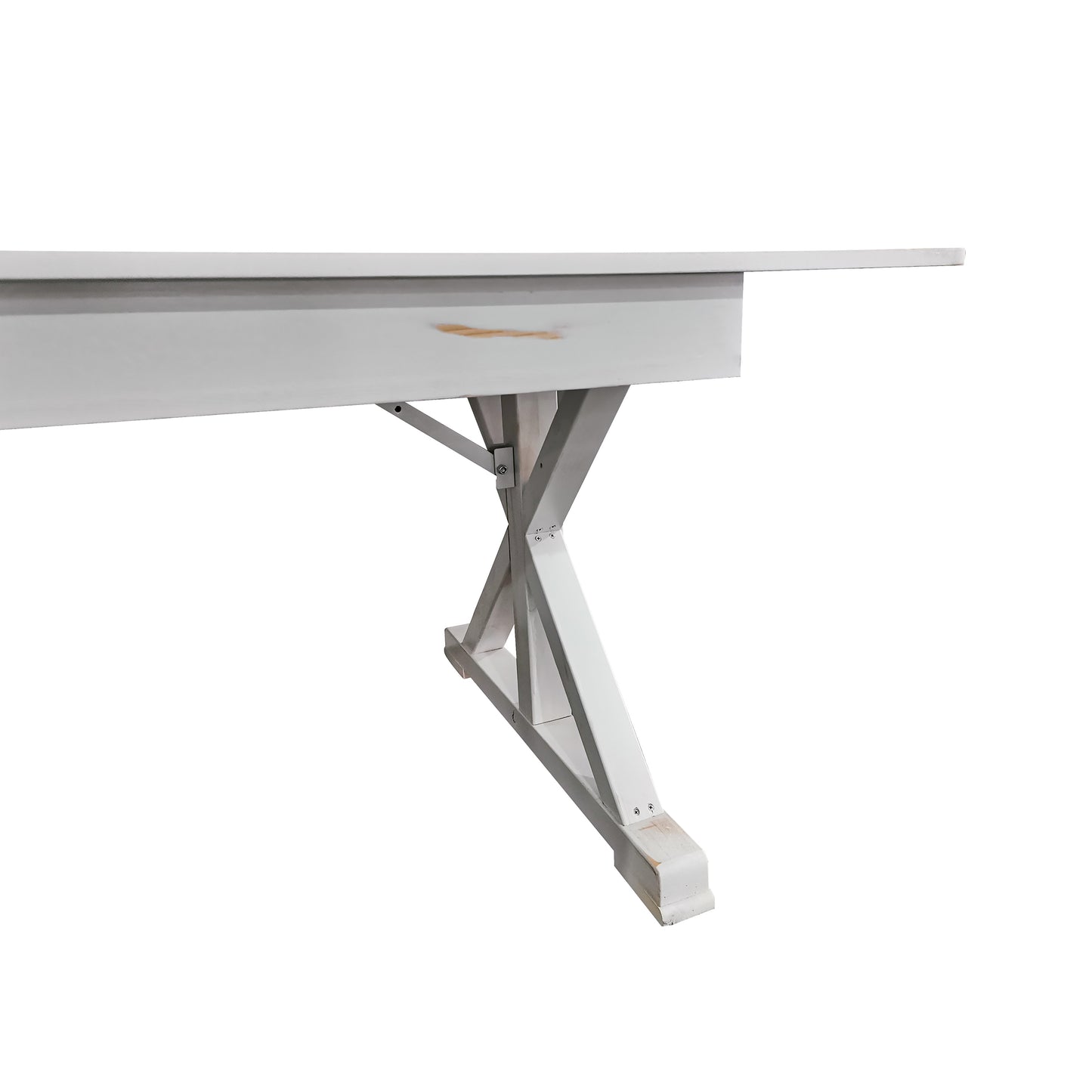 HERCULES 9' x 40" Rectangular Antique Rustic White Solid Pine Folding Farm Table with X Legs Antique Rustic White