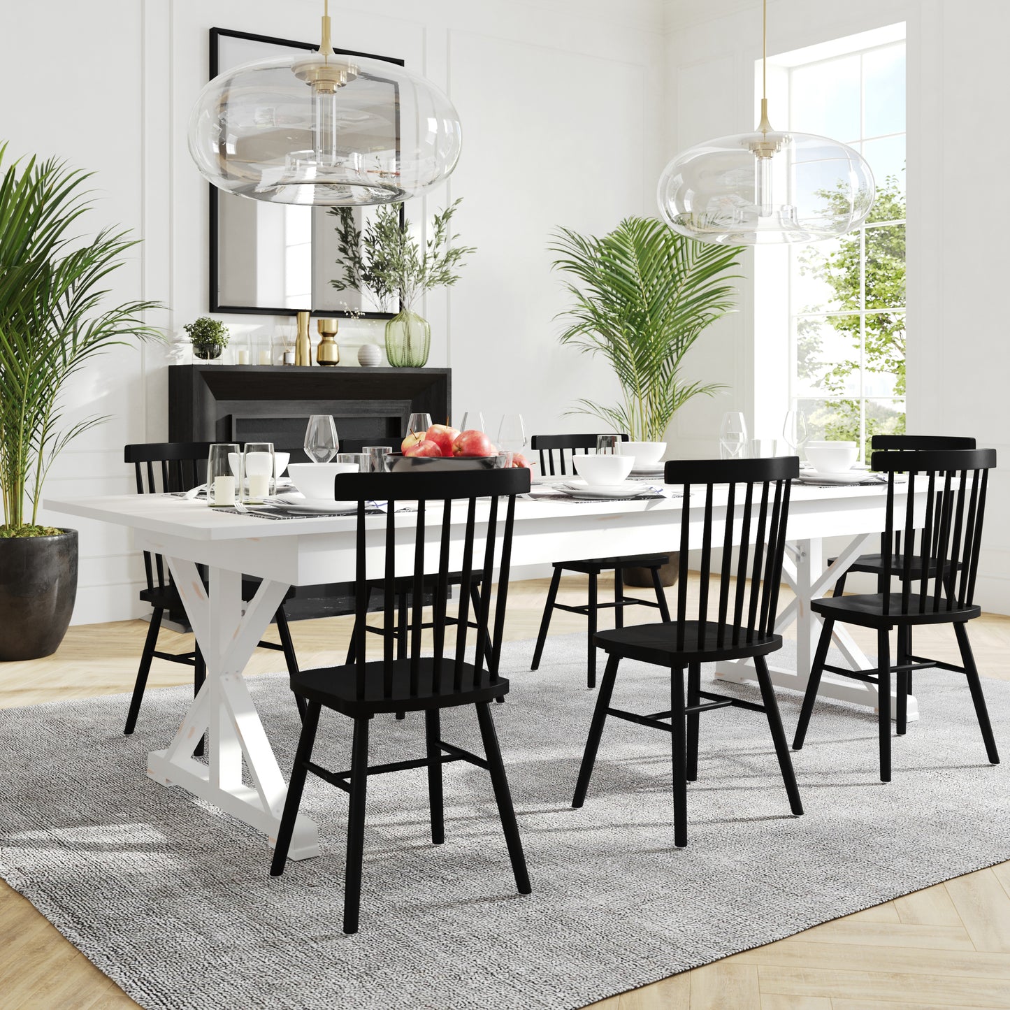 HERCULES 9' x 40" Rectangular Antique Rustic White Solid Pine Folding Farm Table with X Legs Antique Rustic White