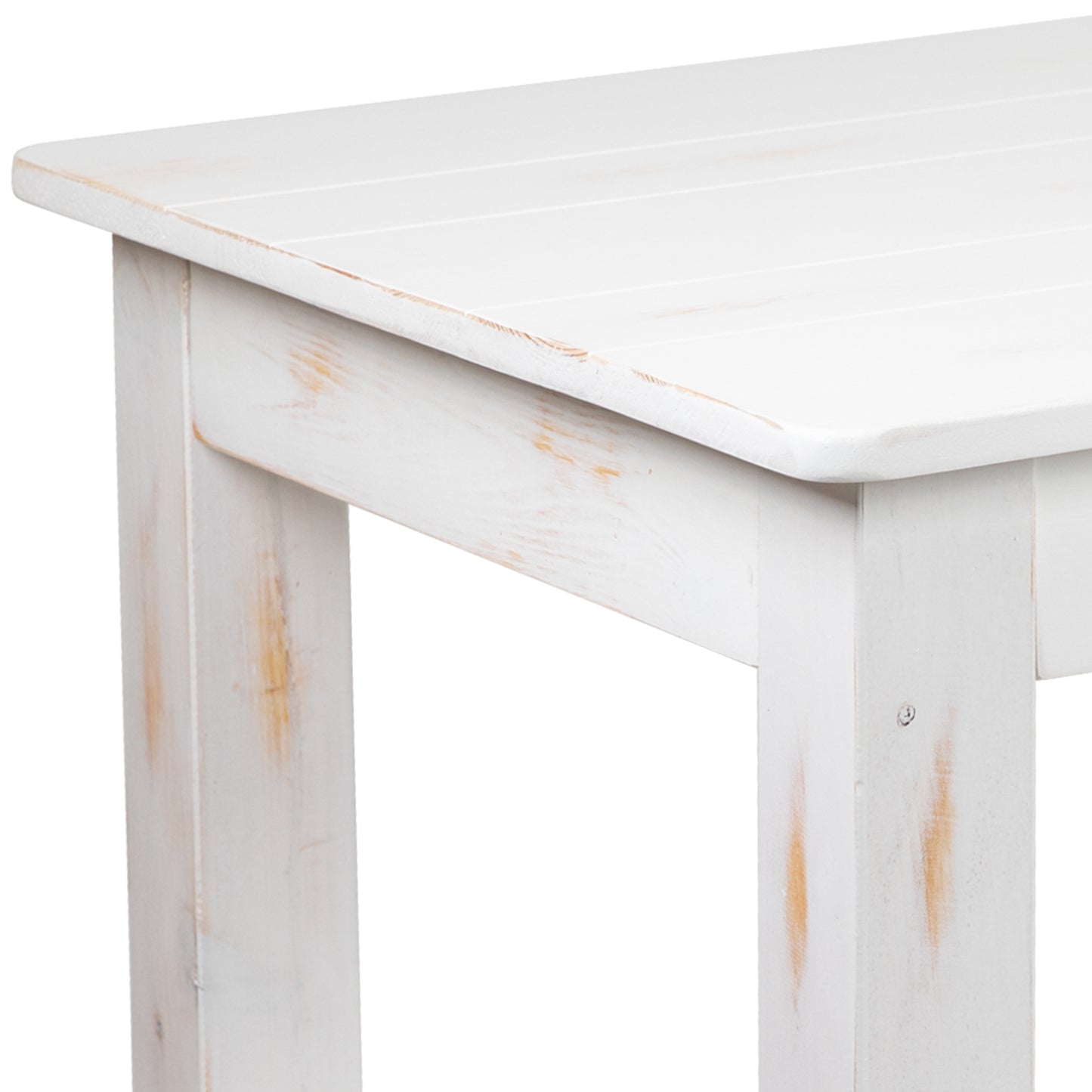 HERCULES Series 46" x 30" Rectangular Antique Rustic White Solid Pine Farm Dining Table Antique Rustic White