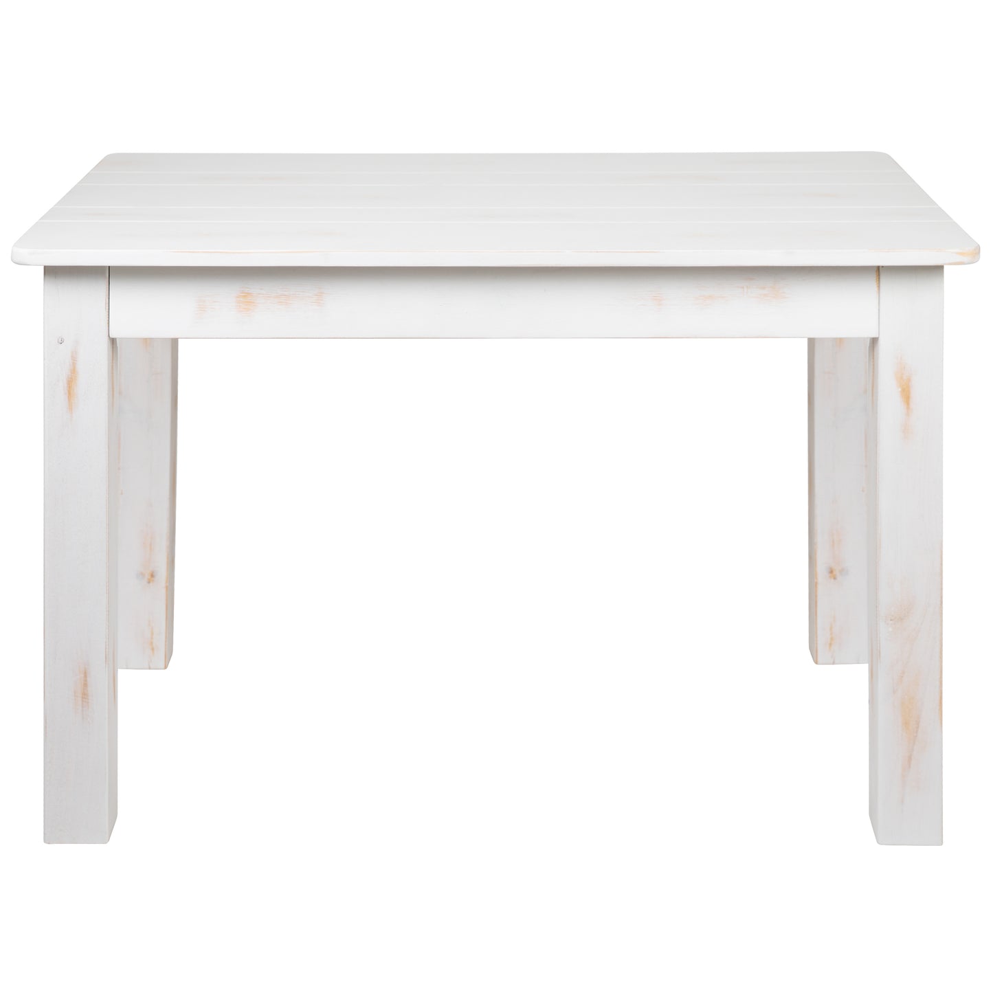 HERCULES Series 46" x 30" Rectangular Antique Rustic White Solid Pine Farm Dining Table Antique Rustic White
