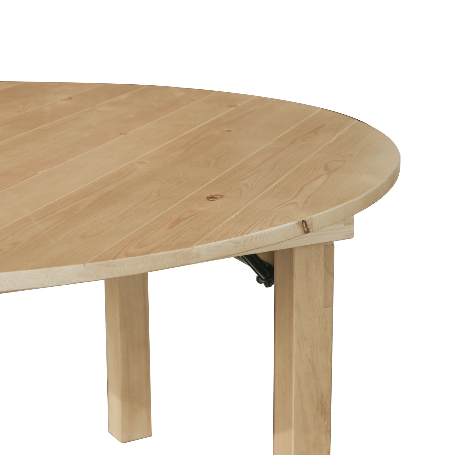 HERCULES 60" Round Light Natural Commercial Farmhouse Folding Table, Antique Rustic Solid Pine Dining Room Table with Foldable Locking Legs Light Natural