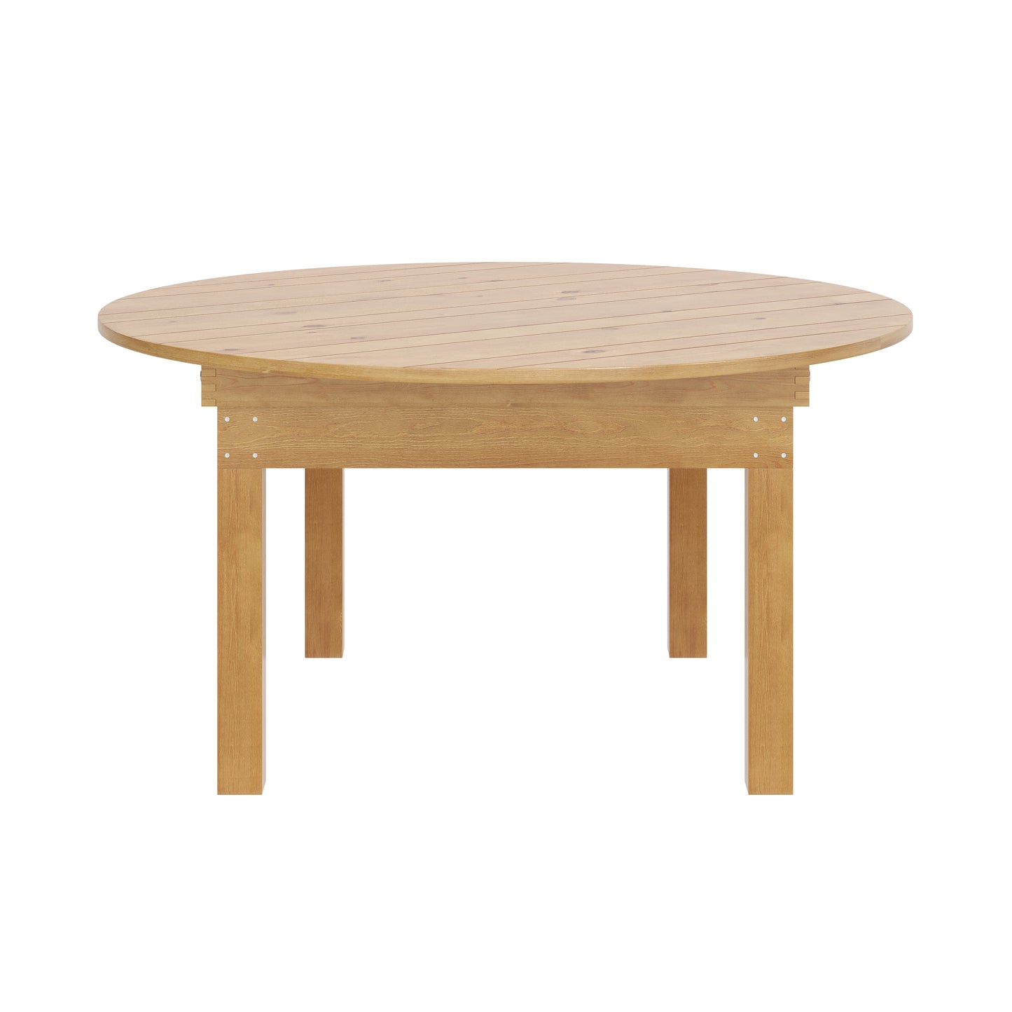 HERCULES 60" Round Light Natural Commercial Farmhouse Folding Table, Antique Rustic Solid Pine Dining Room Table with Foldable Locking Legs Light Natural