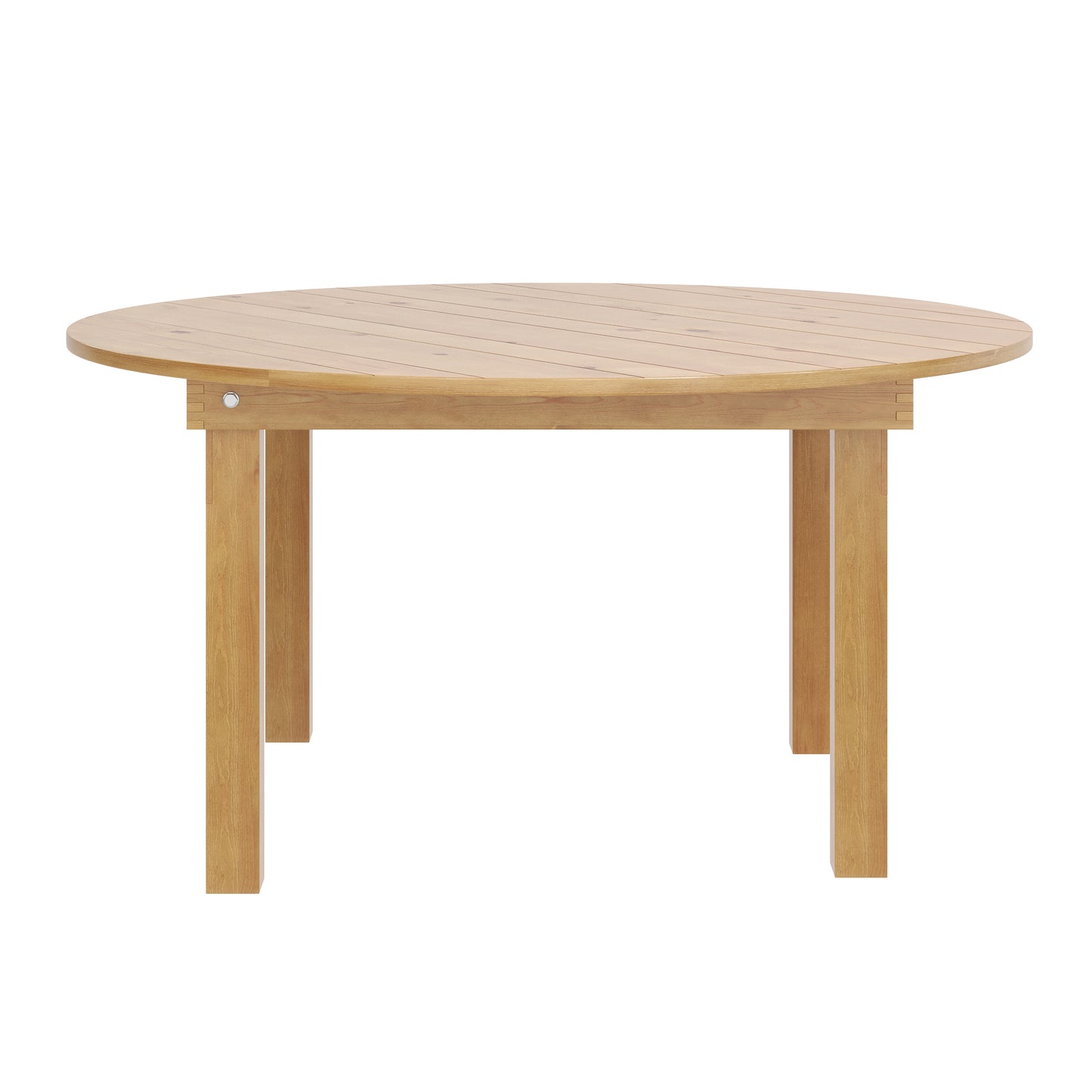 HERCULES 60" Round Light Natural Commercial Farmhouse Folding Table, Antique Rustic Solid Pine Dining Room Table with Foldable Locking Legs Light Natural