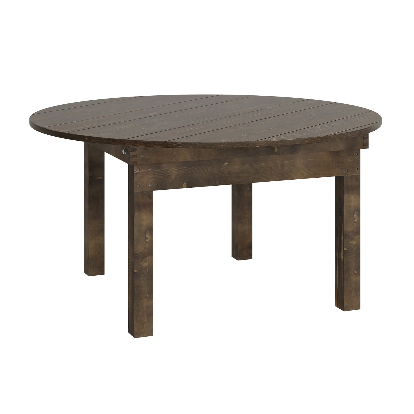 HERCULES 60" Round Mahogany Commercial Farmhouse Folding Table, Antique Rustic Solid Pine Dining Room Table with Foldable Locking Legs Mahogany