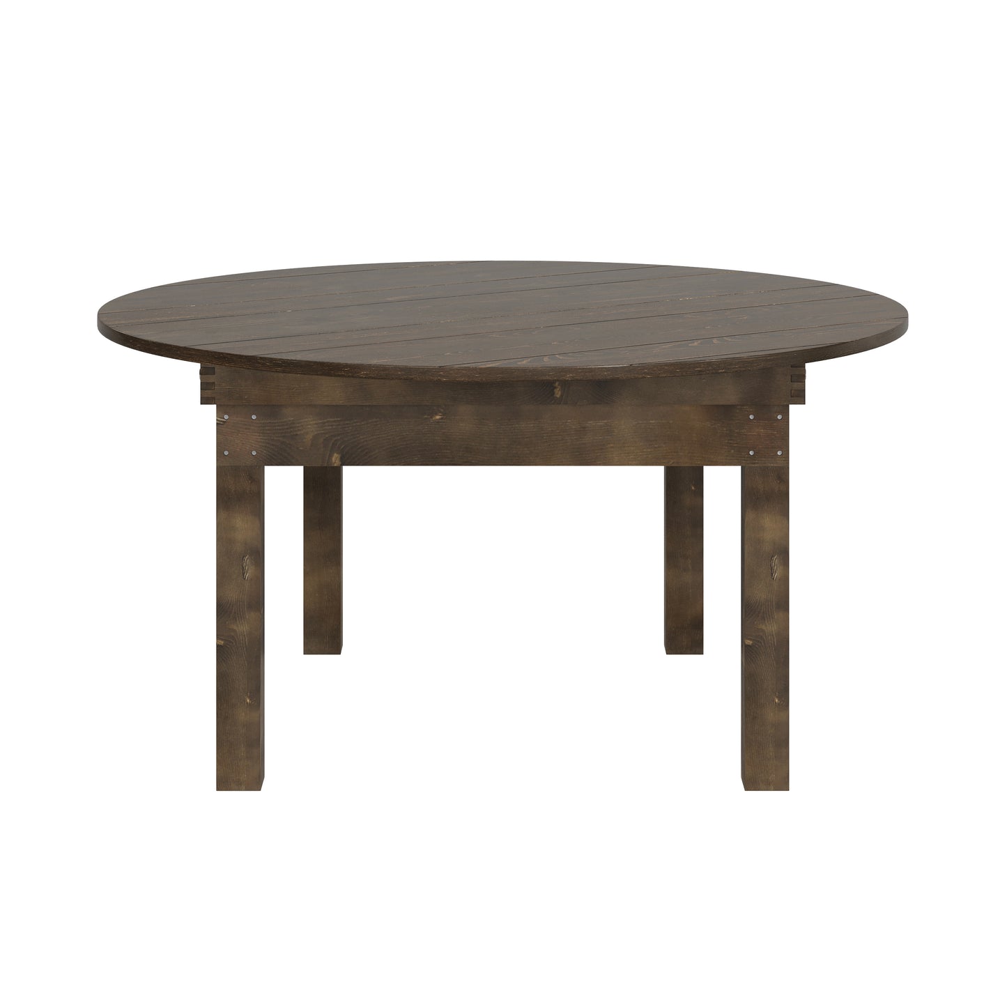 HERCULES 60" Round Mahogany Commercial Farmhouse Folding Table, Antique Rustic Solid Pine Dining Room Table with Foldable Locking Legs Mahogany