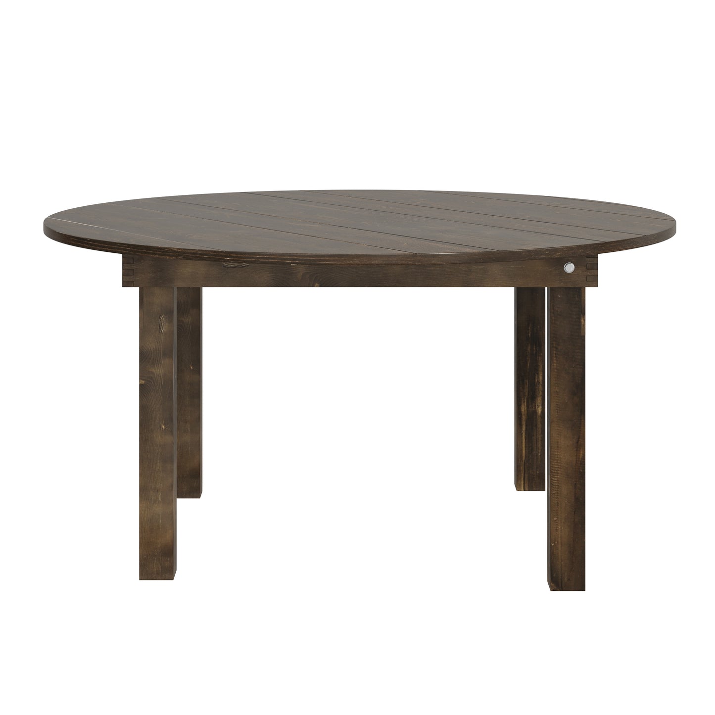 HERCULES 60" Round Mahogany Commercial Farmhouse Folding Table, Antique Rustic Solid Pine Dining Room Table with Foldable Locking Legs Mahogany