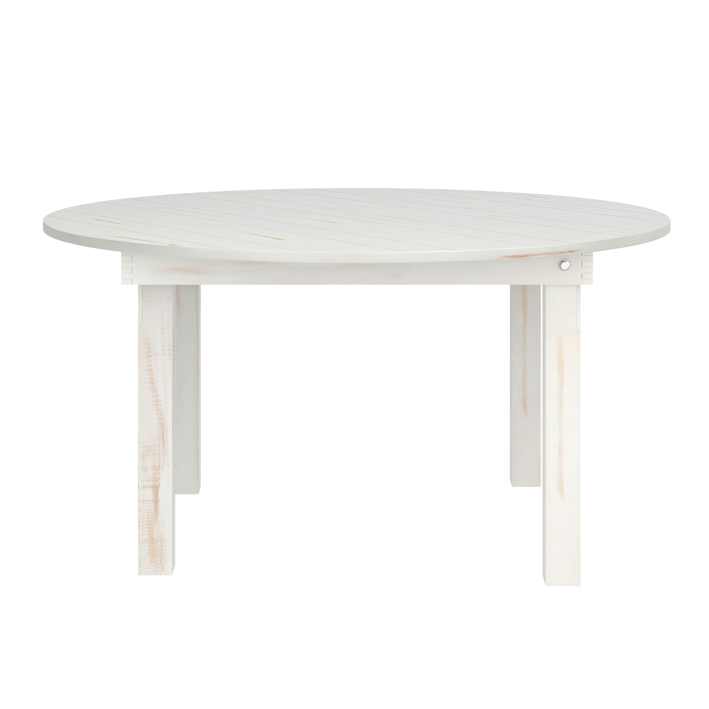 HERCULES 60" Round White Commercial Farmhouse Folding Table, Antique Rustic Solid Pine Dining Room Table with Foldable Locking Legs White XA-F-60-RD-WH-GG