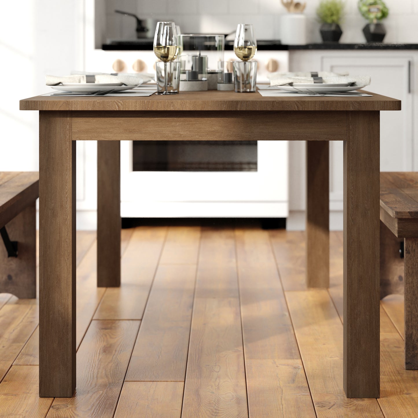 HERCULES 60" x 38" Rectangular Antique Rustic Solid Pine Farm Dining Table Antique Rustic XA-F-60X38-GG