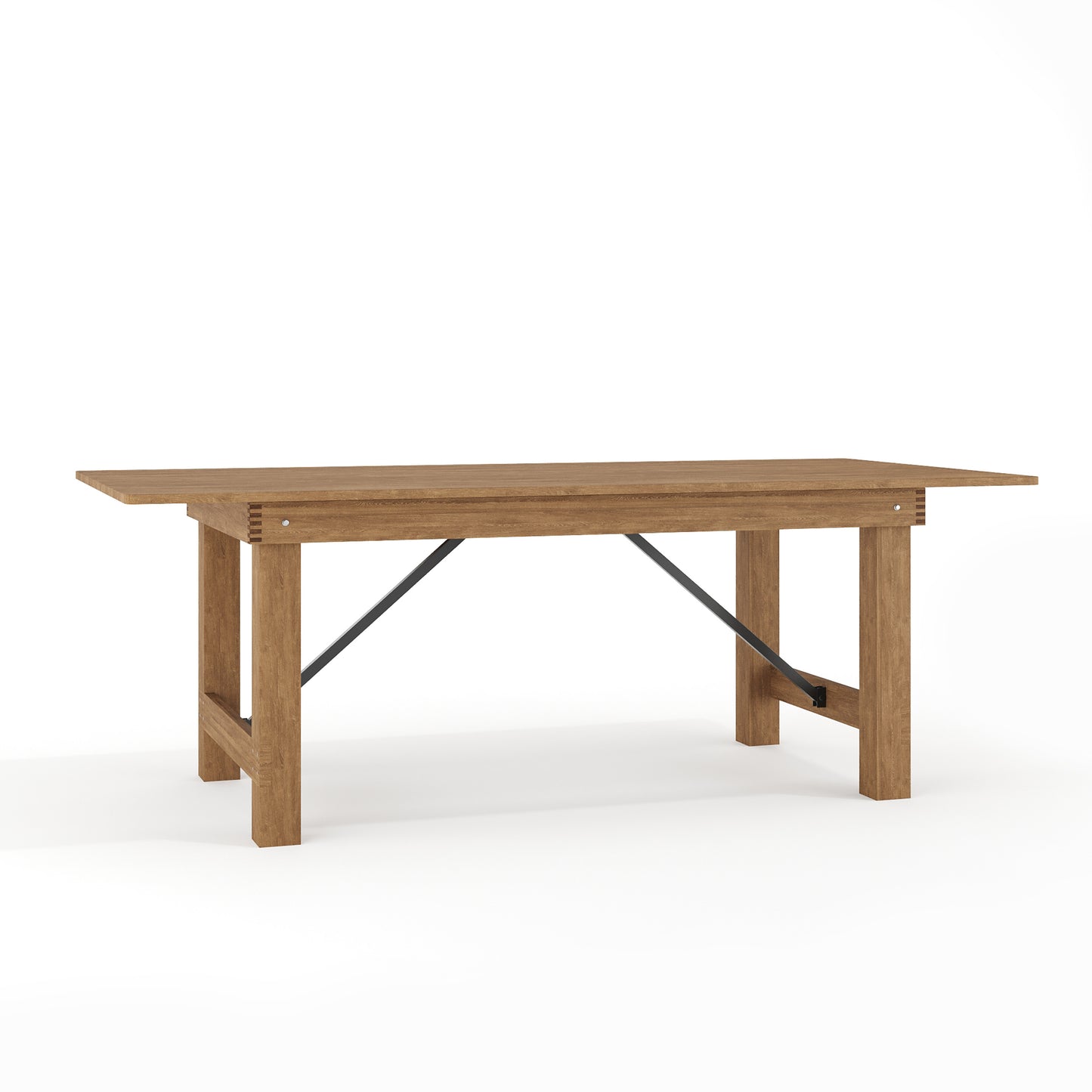 HERCULES Series 7' x 40" Rectangular Antique Rustic Solid Pine Folding Farm Table Antique Rustic