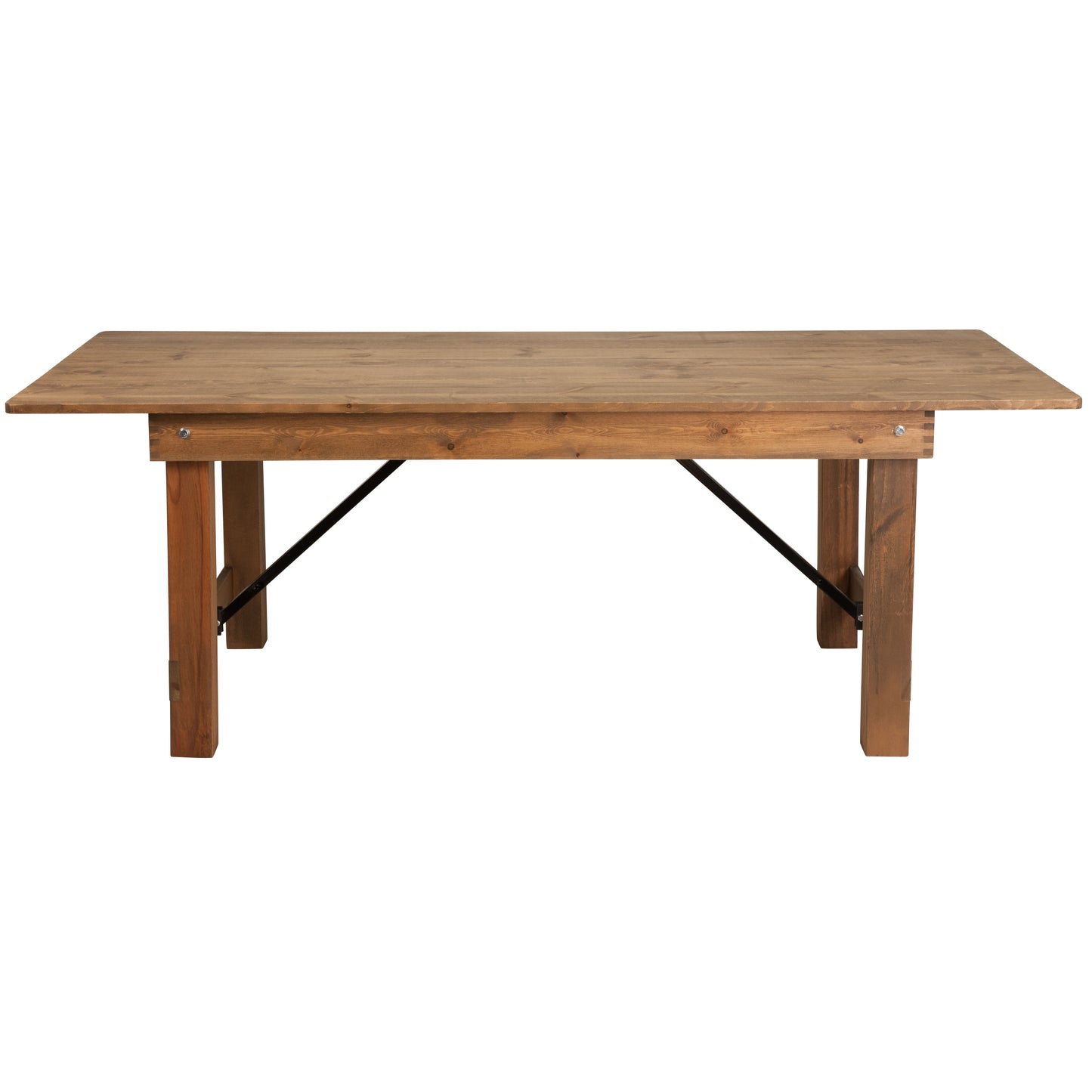 HERCULES Series 7' x 40" Rectangular Antique Rustic Solid Pine Folding Farm Table Antique Rustic