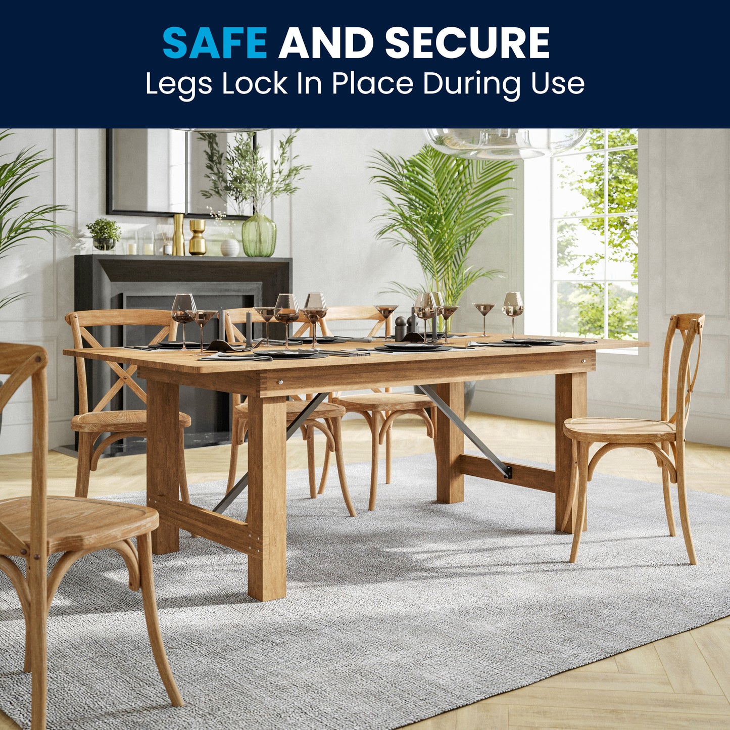 HERCULES Series 7' x 40" Rectangular Antique Rustic Solid Pine Folding Farm Table Antique Rustic