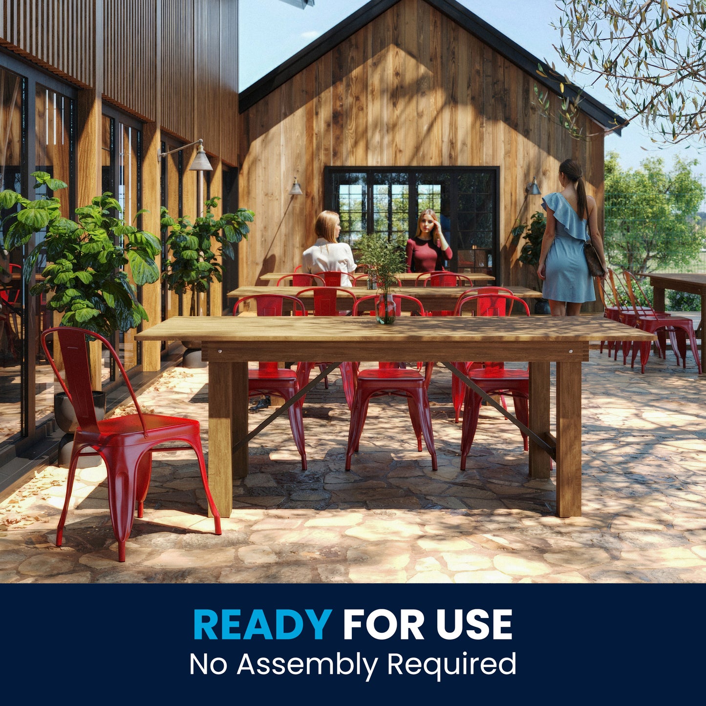 HERCULES Series 7' x 40" Rectangular Antique Rustic Solid Pine Folding Farm Table Antique Rustic