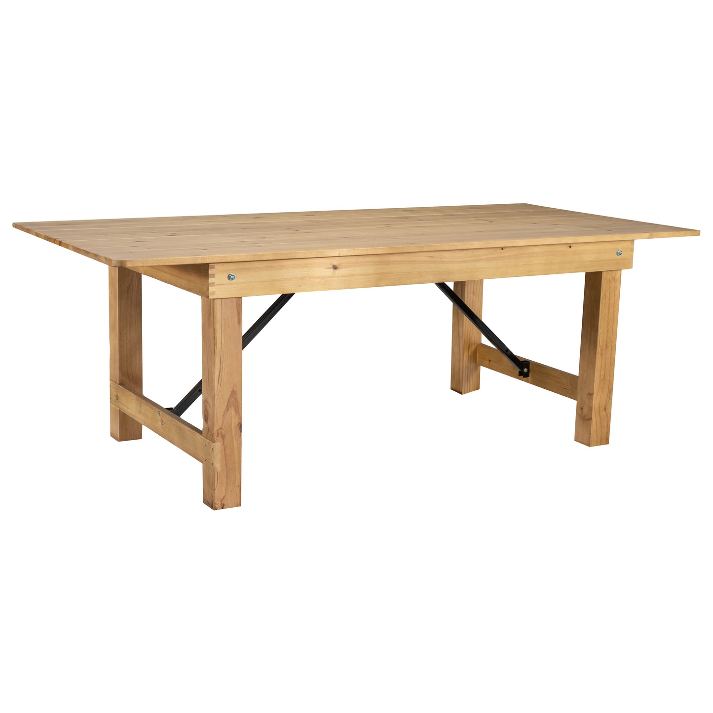 HERCULES 7' x 40" Rectangular Antique Rustic Light Natural Solid Pine Folding Farm Table Light Natural XA-F-84X40-LN-GG