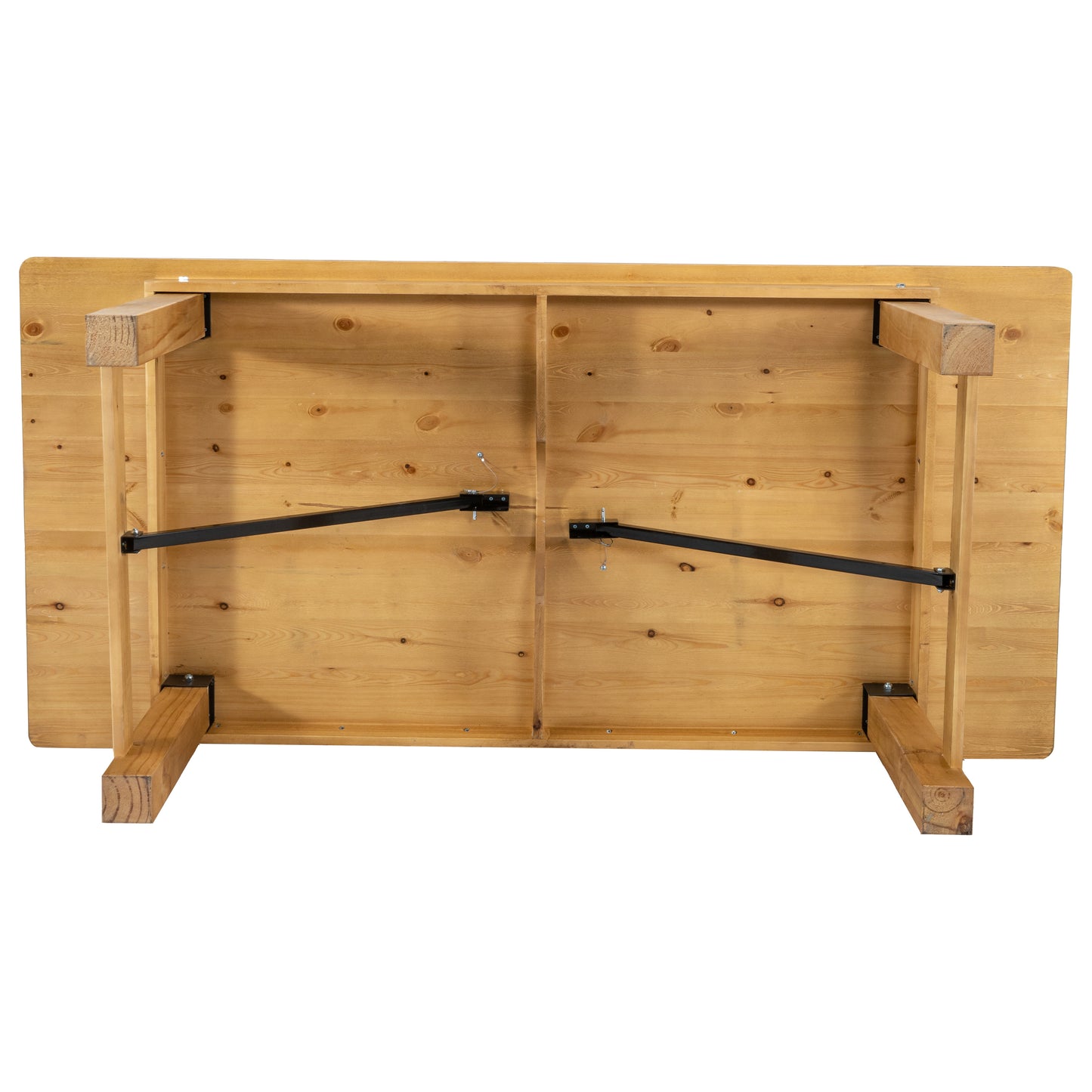 HERCULES 7' x 40" Rectangular Antique Rustic Light Natural Solid Pine Folding Farm Table Light Natural XA-F-84X40-LN-GG