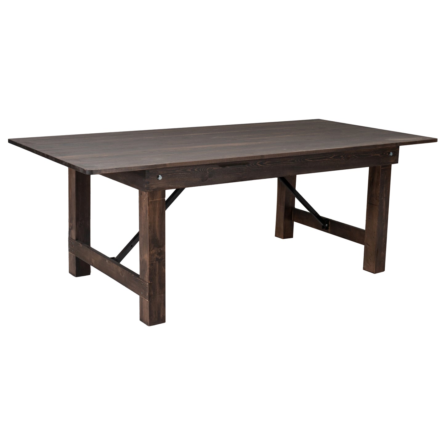 HERCULES 7' x 40" Rectangular Antique Rustic Mahogany Solid Pine Folding Farm Table Mahogany