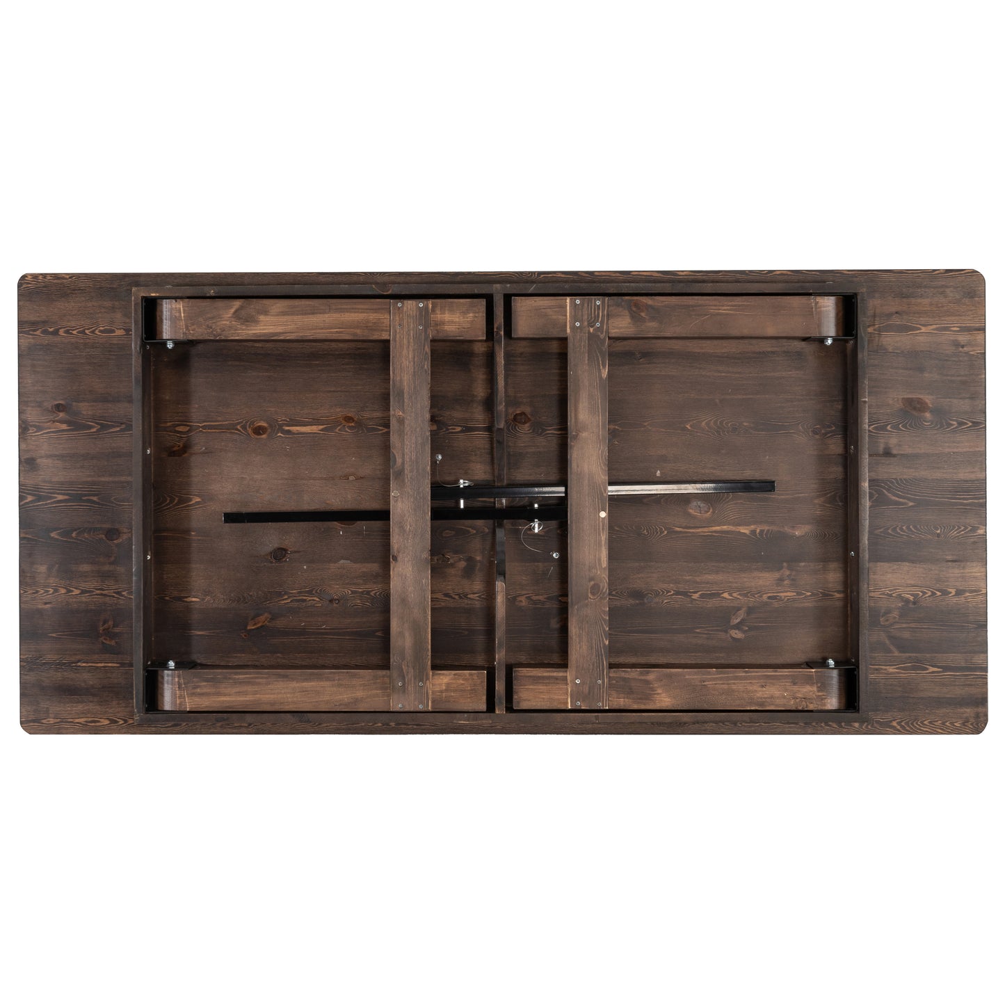 HERCULES 7' x 40" Rectangular Antique Rustic Mahogany Solid Pine Folding Farm Table Mahogany