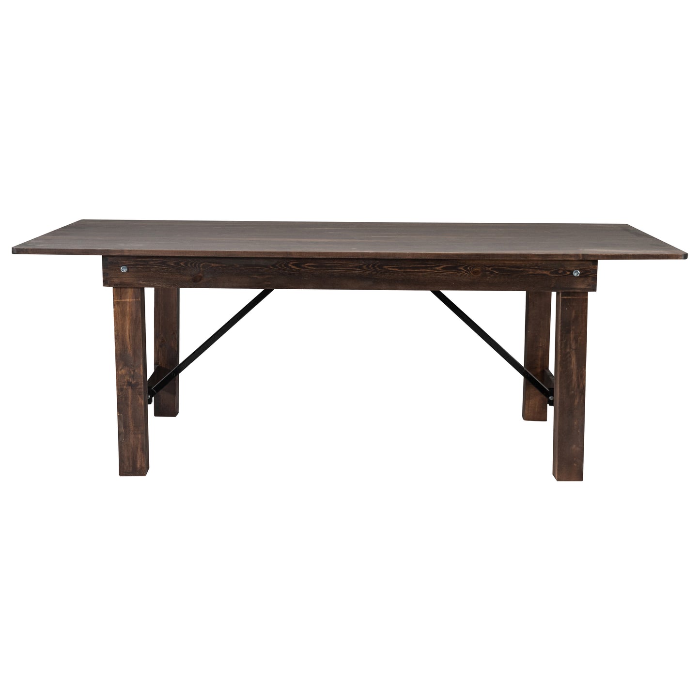 HERCULES 7' x 40" Rectangular Antique Rustic Mahogany Solid Pine Folding Farm Table Mahogany