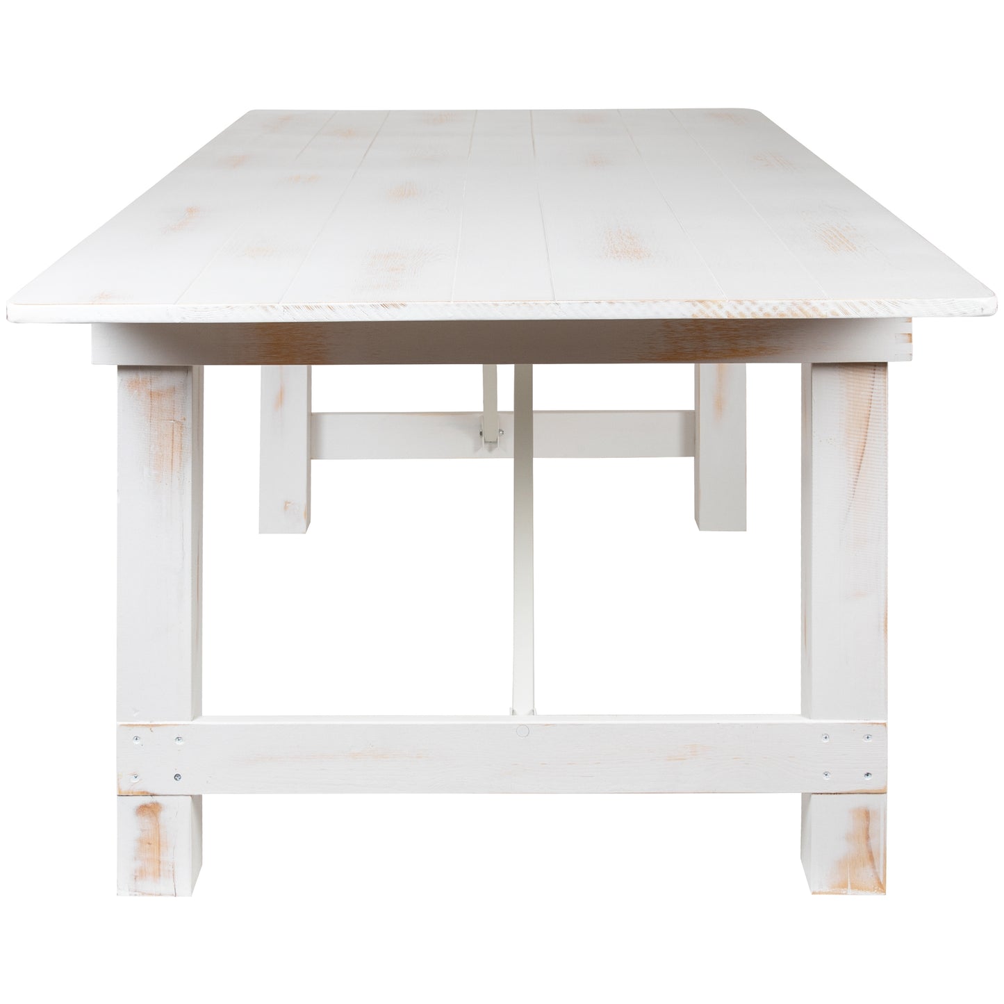 HERCULES Series 7' x 40" Rectangular Antique Rustic White Solid Pine Folding Farm Table Antique Rustic White