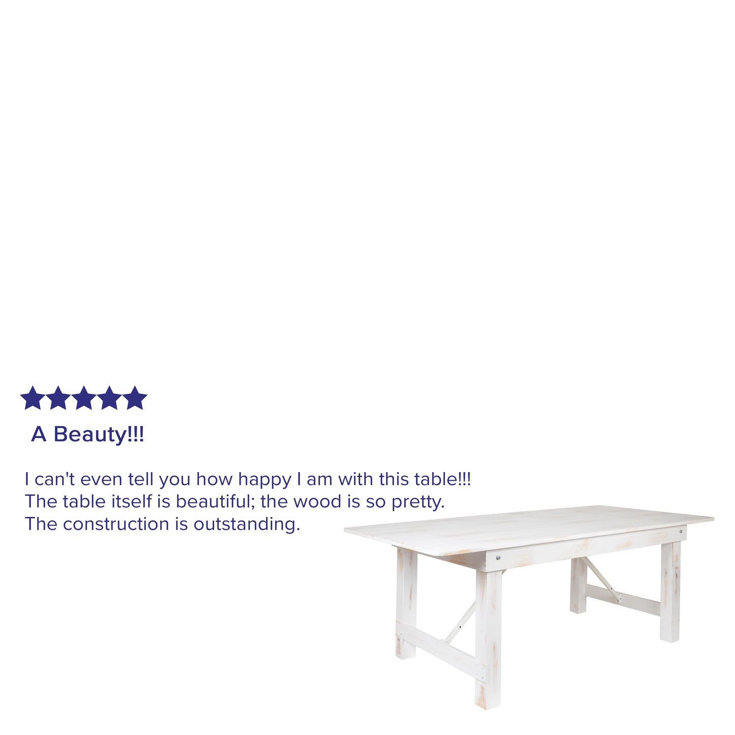 HERCULES Series 7' x 40" Rectangular Antique Rustic White Solid Pine Folding Farm Table Antique Rustic White
