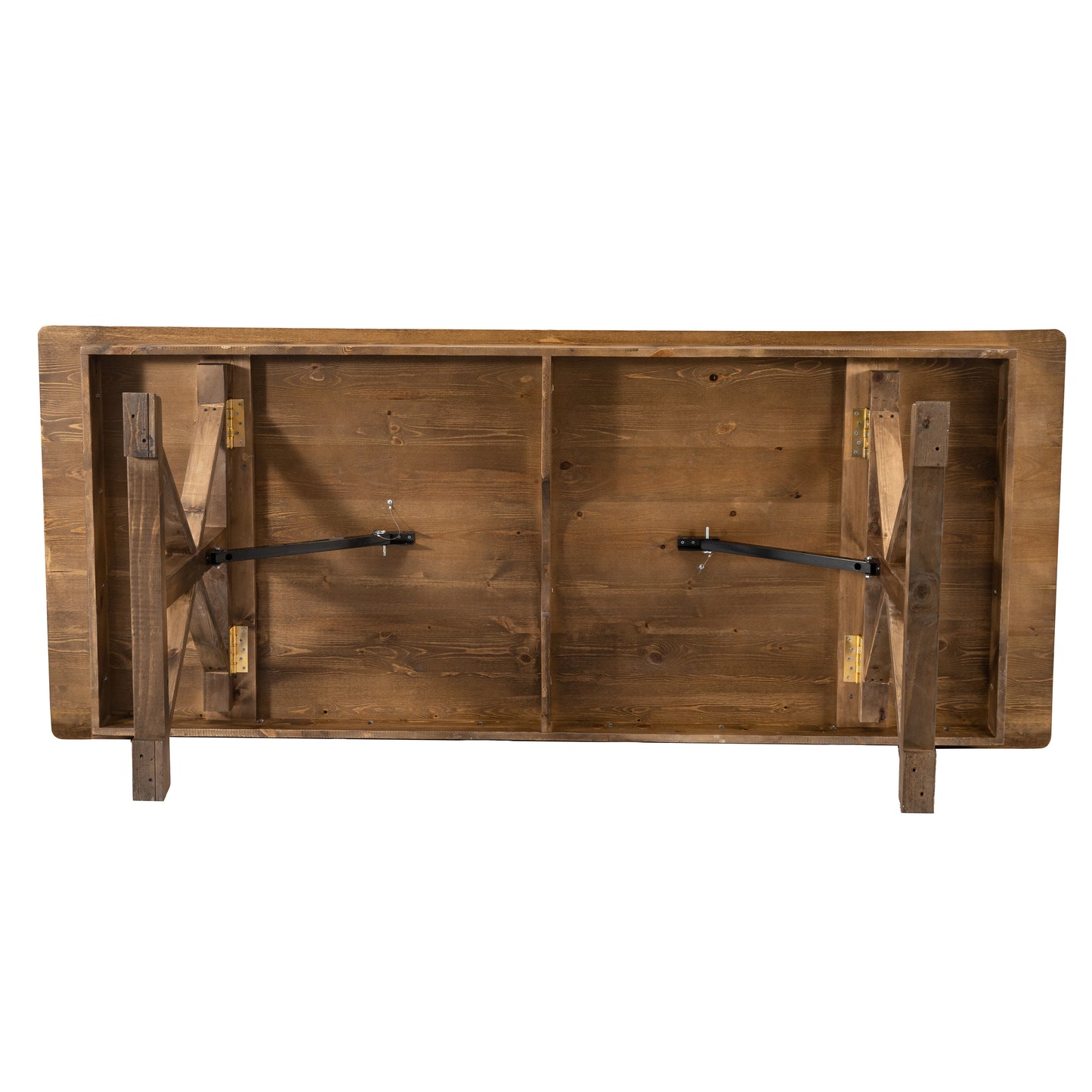 HERCULES 7' x 40" Rectangular Antique Rustic Solid Pine Folding Farm Table with X Legs Antique Rustic