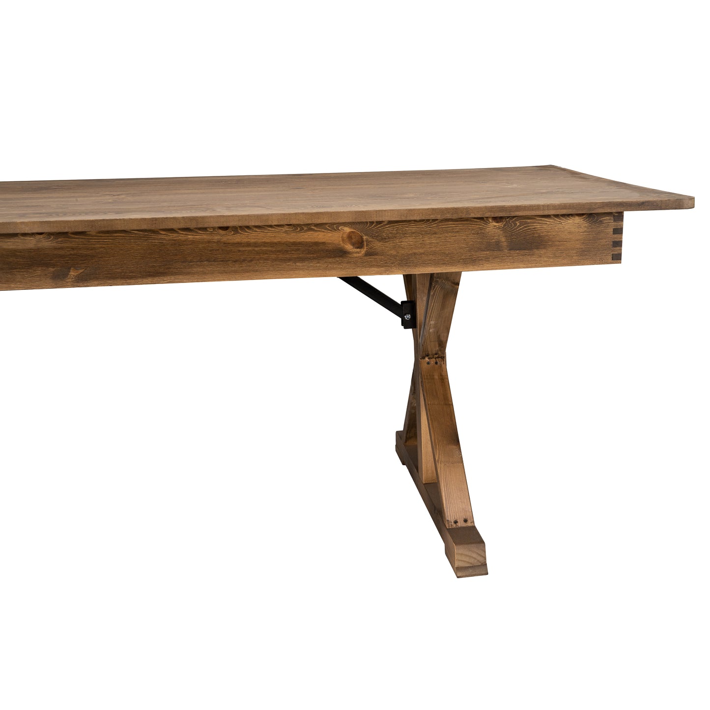 HERCULES 7' x 40" Rectangular Antique Rustic Solid Pine Folding Farm Table with X Legs Antique Rustic