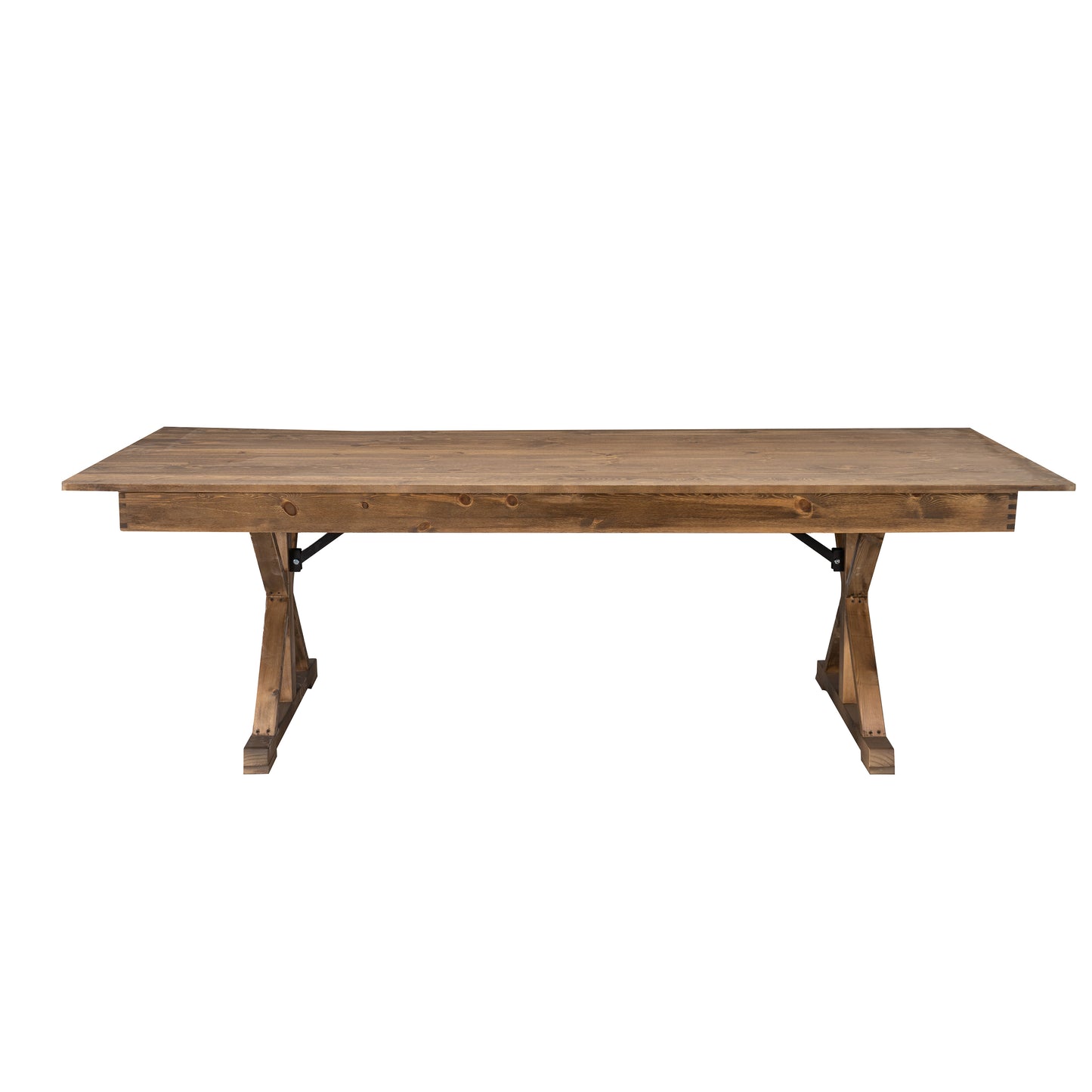 HERCULES 7' x 40" Rectangular Antique Rustic Solid Pine Folding Farm Table with X Legs Antique Rustic