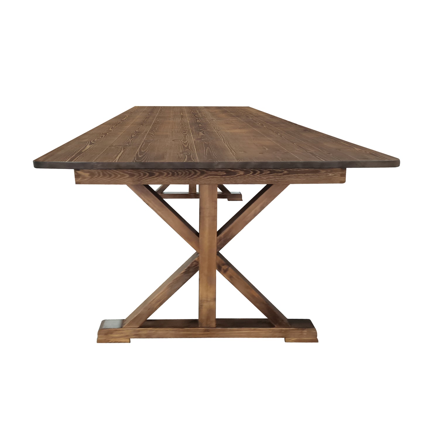HERCULES 7' x 40" Rectangular Antique Rustic Solid Pine Folding Farm Table with X Legs Antique Rustic