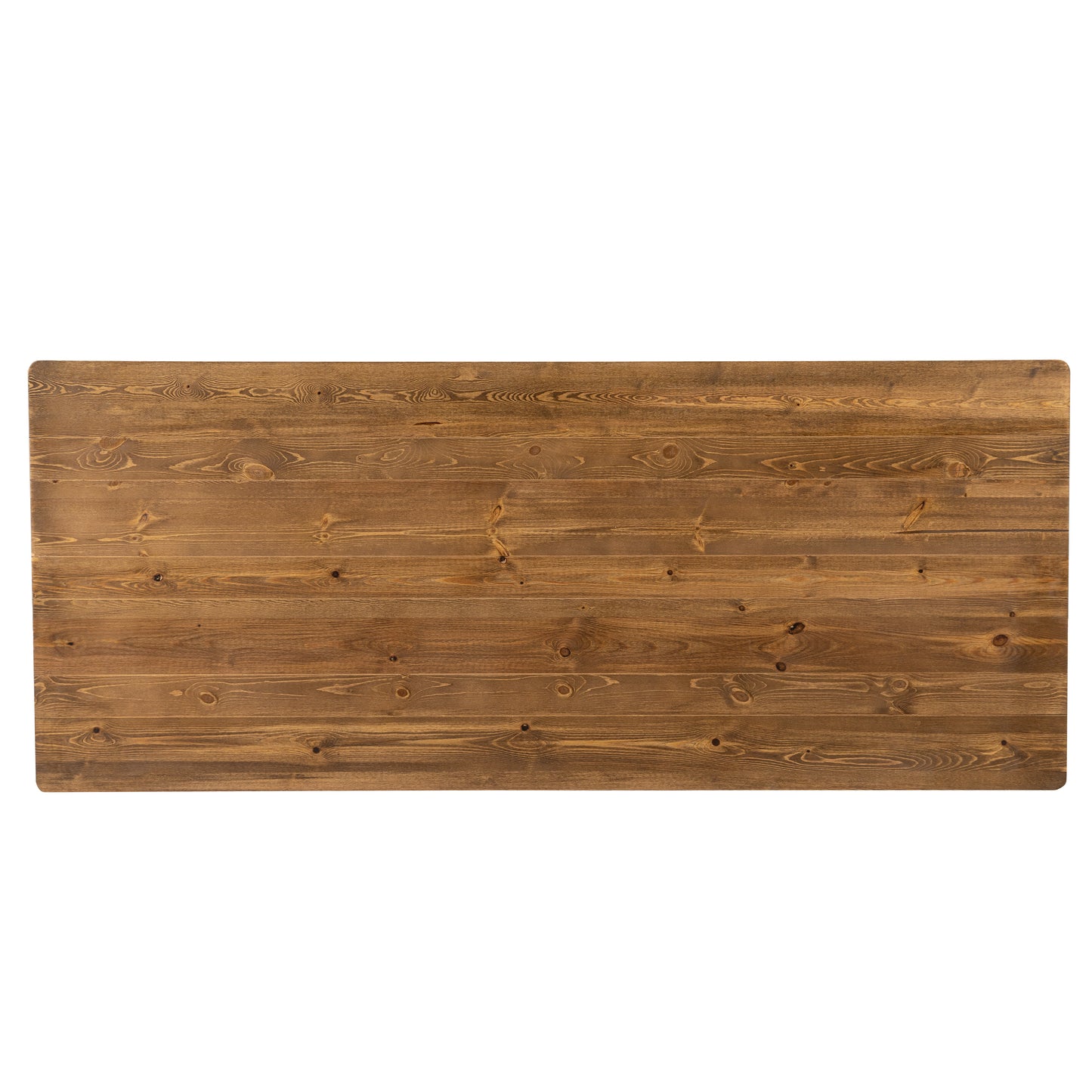 HERCULES 7' x 40" Rectangular Antique Rustic Solid Pine Folding Farm Table with X Legs Antique Rustic