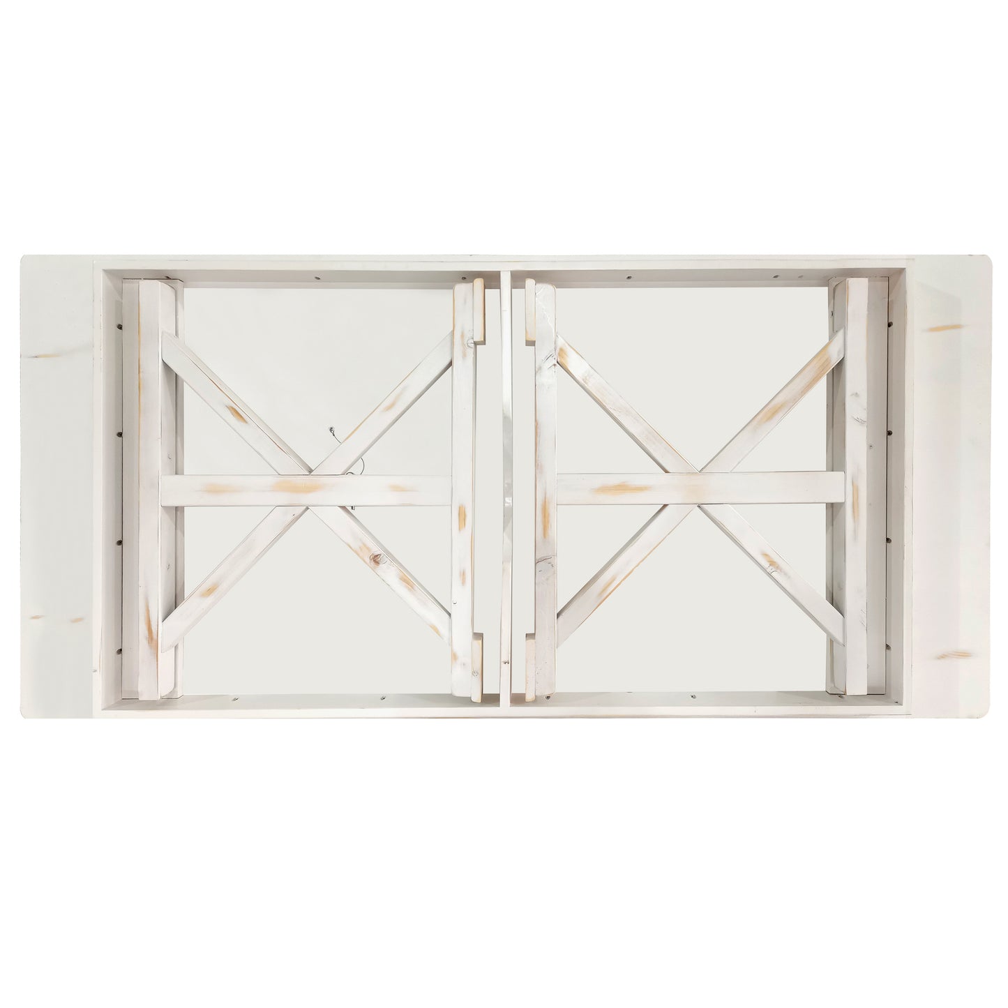 HERCULES 7' x 40" Rectangular Antique Rustic White Solid Pine Folding Farm Table with X Legs Antique Rustic White